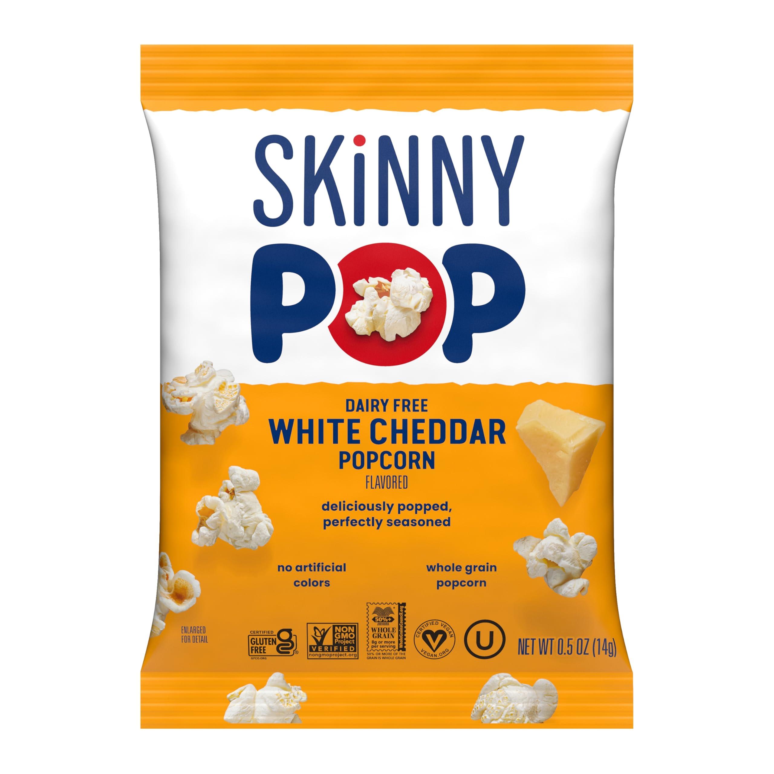 SkinnyPop Popcorn, Original and White Cheddar Variety Pack, Whole Grain, Dairy-Free Snack, 0.5oz (40ct) - Image 7