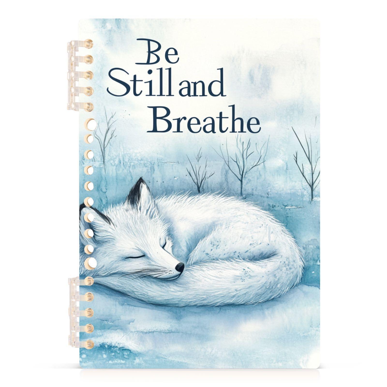 OSYWENRY Spiral Notebook Journal for Work A5 60 Sheets 120 Pages, Peaceful Breath Arctic Fox Notebook for School Notes 8.3x5.7 in, Set of 1