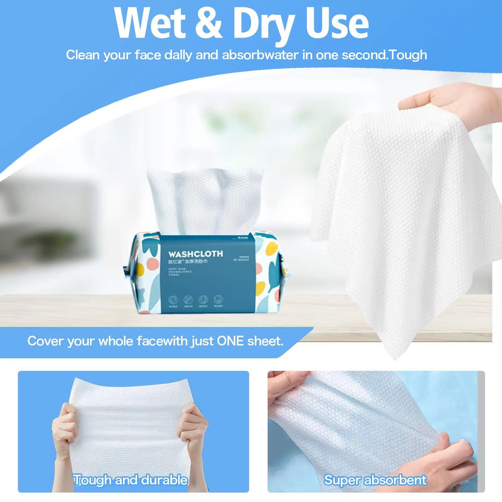 100 Count Disposable Face Towel,Thickening Ultra Soft Washcloths,Facial Cotton Tissue,Lint-free cotton dry wipes Multi-Purpose for Skin Care,Make-up Wipes,Face Wipes and Facial Cleansing - Image 5