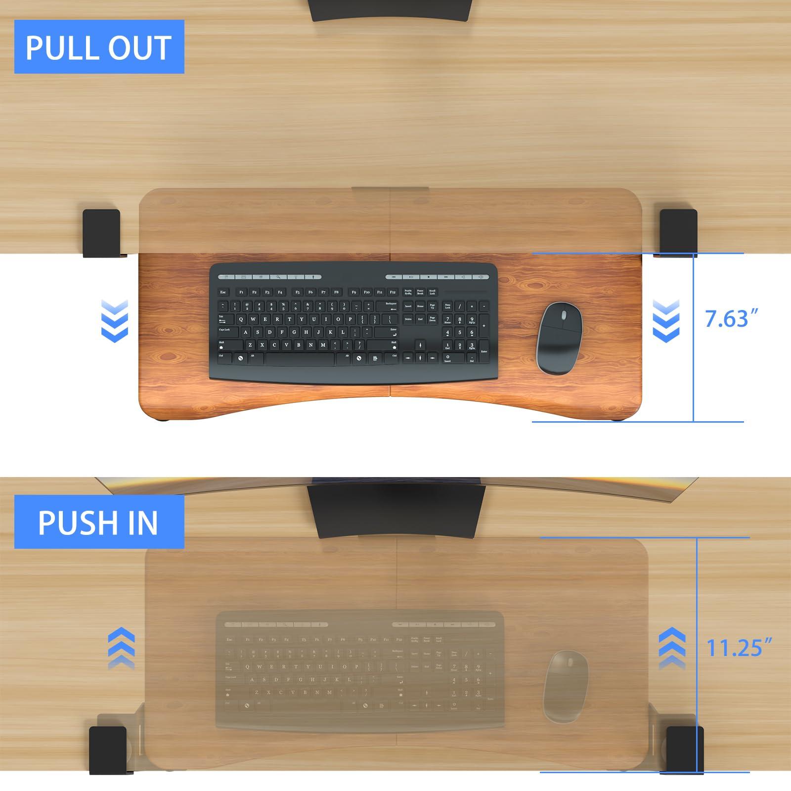 suptek Keyboard Tray Under Desk Pull Out with C Clamp Mount, Computer Keyboard & Mouse Tray, 25.6 (30 Including Clamps) x 11.8 inch Slide-Out Platform Computer Drawer for Typing, Dark Wood, DSF1SM - Image 4
