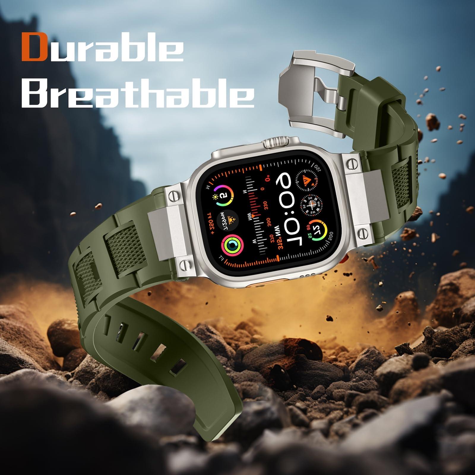 Bandletic R-Lite Fit Magnetic Watchband + R-Steel Military Band Compatible with Apple Watch 49mm/46mm/45mm/44mm/42mm(3/2/1) Men Women - Image 7