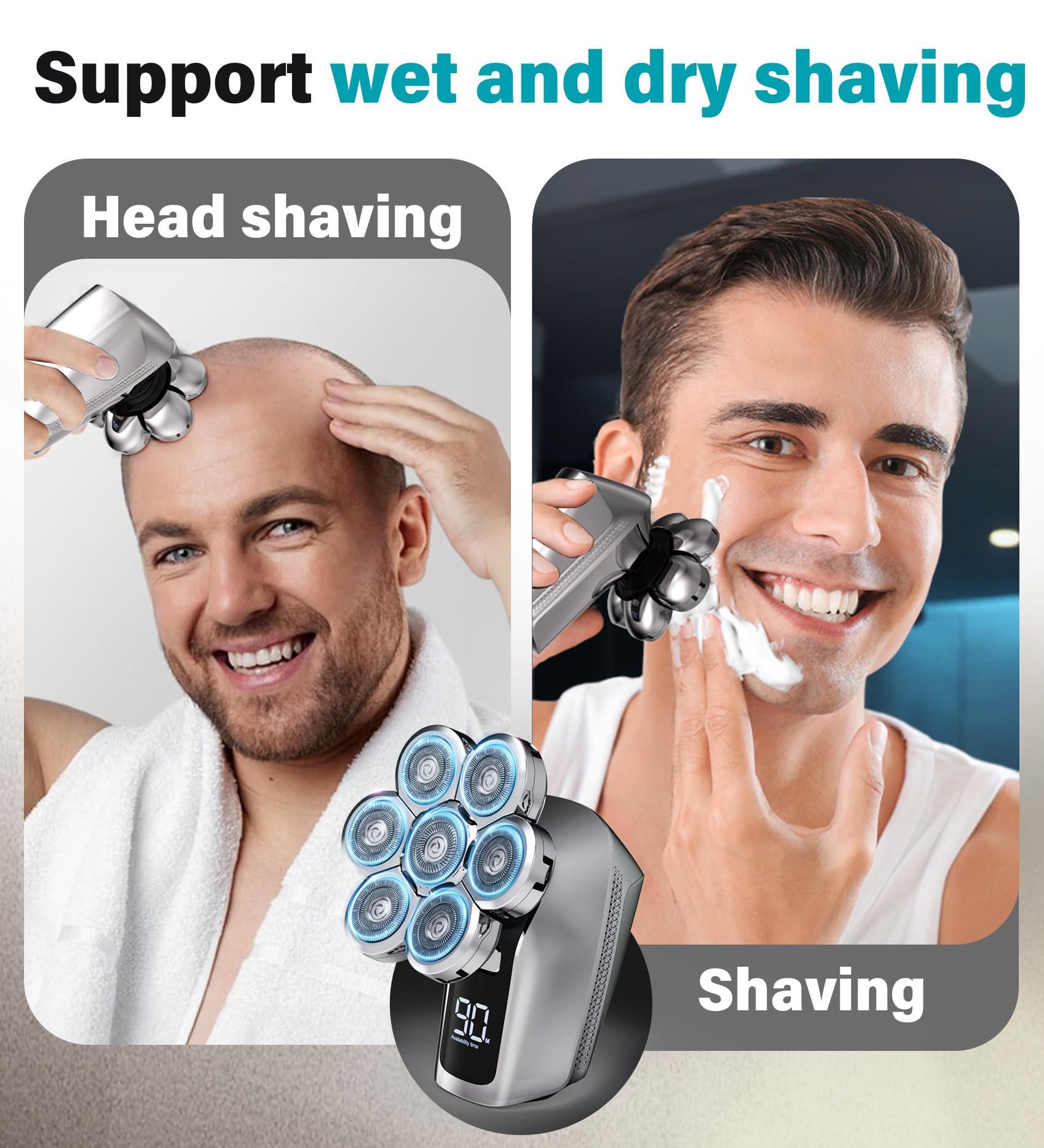 Gisaae Head Shavers for Bald Men, Upgraded 7D Electric Razor, Cordless Rechargeable, Ipx7 100% Waterproof, Dry & Wet Bald Head Shaver, Beard Grooming Kit with Led Display - Image 3