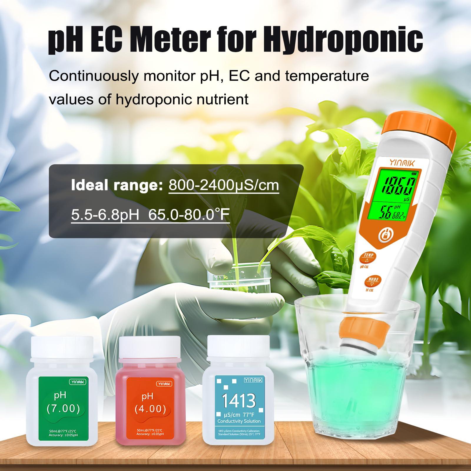 pH Meter for Hydroponics PPM EC Meter for Plant Nutrients Simultaneous Measurement of pH Conductivity TDS Temperature for Reservoir Tank Water DWC Aeroponic Garden Indoor Outdoor Growing - Image 3