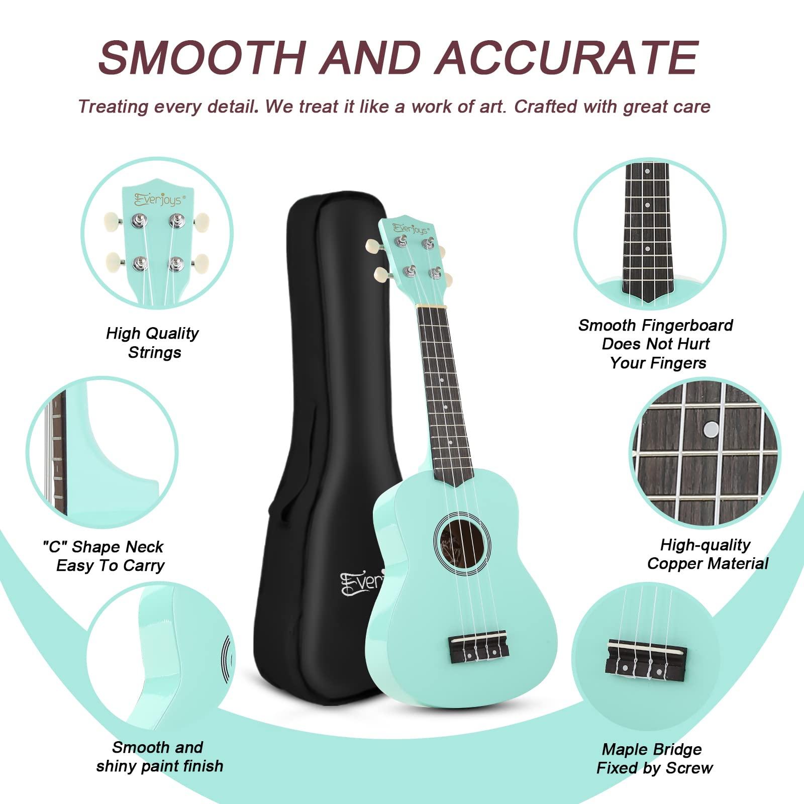 Soprano Ukulele Beginner Kit for Adult Student w/Free Online Lesson 21 Inch Ukelele Gig Bag Strap String Tuner Pick Polishing Cloth, Rainbow Series Ukalalee - Image 2