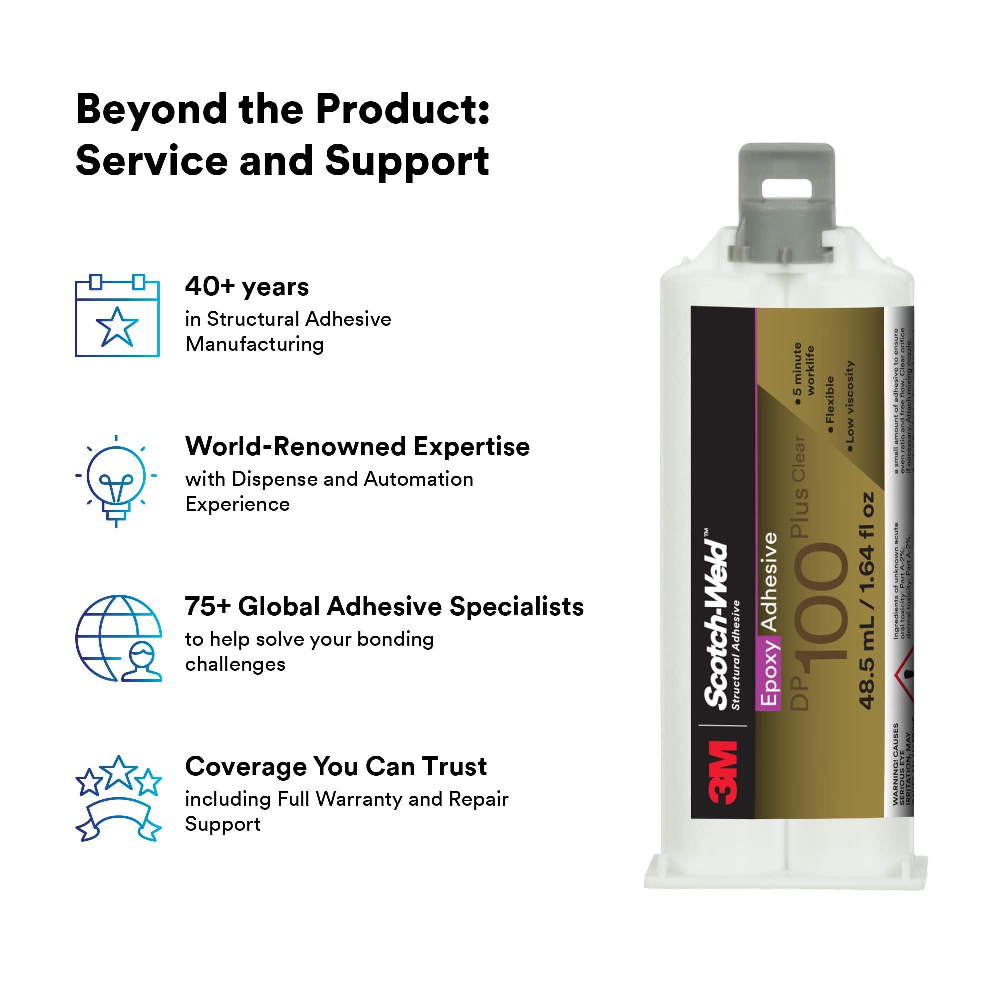3M Scotch-Weld Epoxy Adhesive DP100 Plus, Clear, Professional Grade, Fast Handling and Cure, 48.5 mL (1.64 fl oz) Duo-Pak - Image 6
