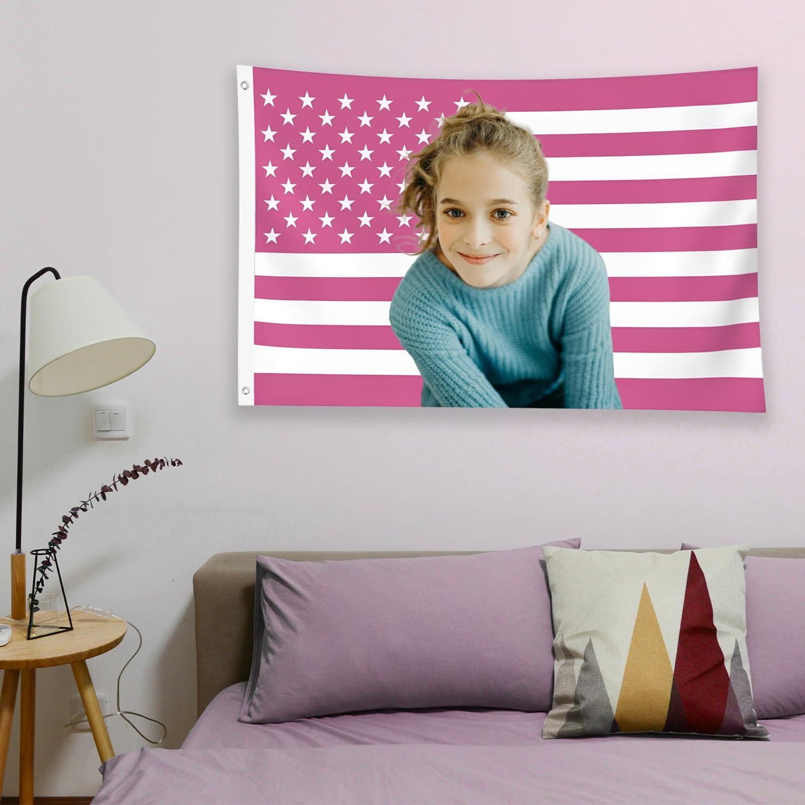 TOPCARPENTER Custom Flags Personalized Pink America Flag - 3X5 Ft Flag Design Your Image Funny Poster for Decor Living Rooms Bedrooms - Image 2