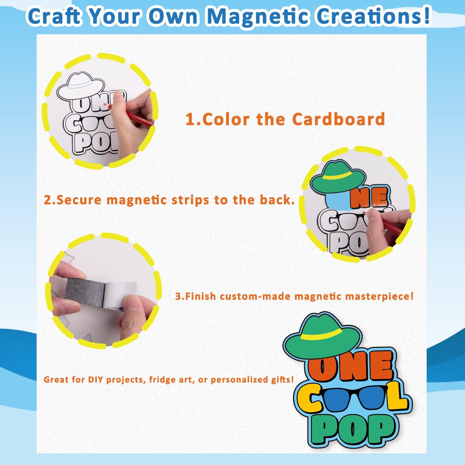 48PCS Fathers Day Crafts for Kids: Make Your Own Father's Gifts Bulk, DIY Coloring Magnets for Father, Magnetic Refrigerator Fridge Cruise Door Decorations - Image 5