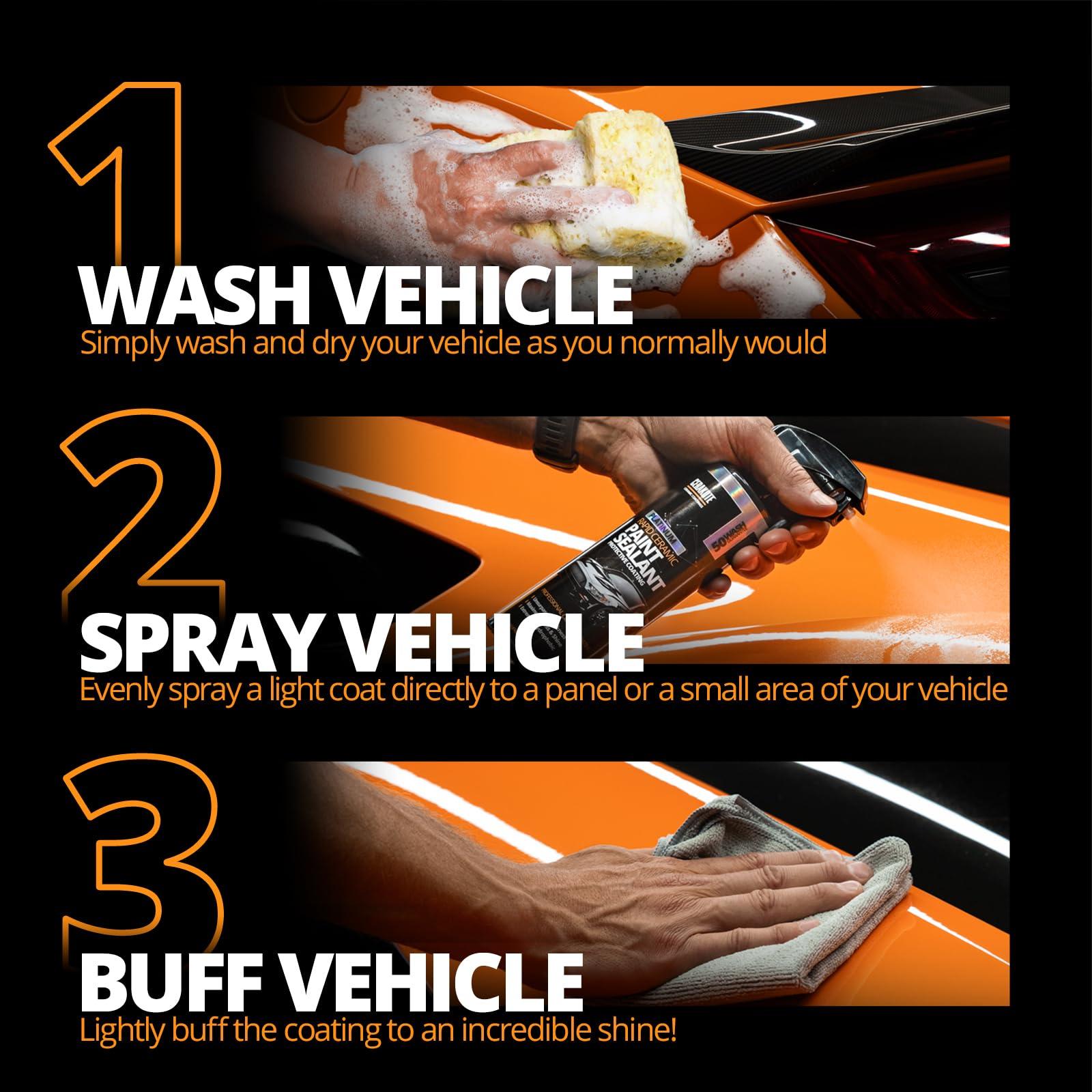CERAKOTE® Platinum Rapid Ceramic Paint Sealant Spray (14 oz.) - Maximum Gloss & Shine – Extremely Hydrophobic – Unmatched Slickness - Ceramic Spray Coating - 50 Wash Rating - Image 4