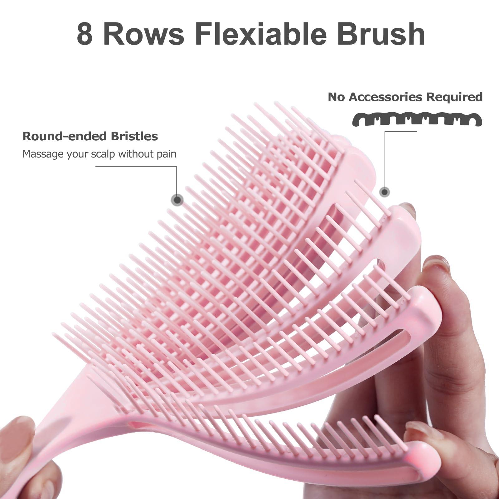 SHINLEA Detangler Brush for Curly Hair, Hairbrush for Wet Dry Thick Thin, Easily Comb Through Curl Hair and Reduces Breakage, Curly Brush for Women Men Kid (Pink) - Image 3