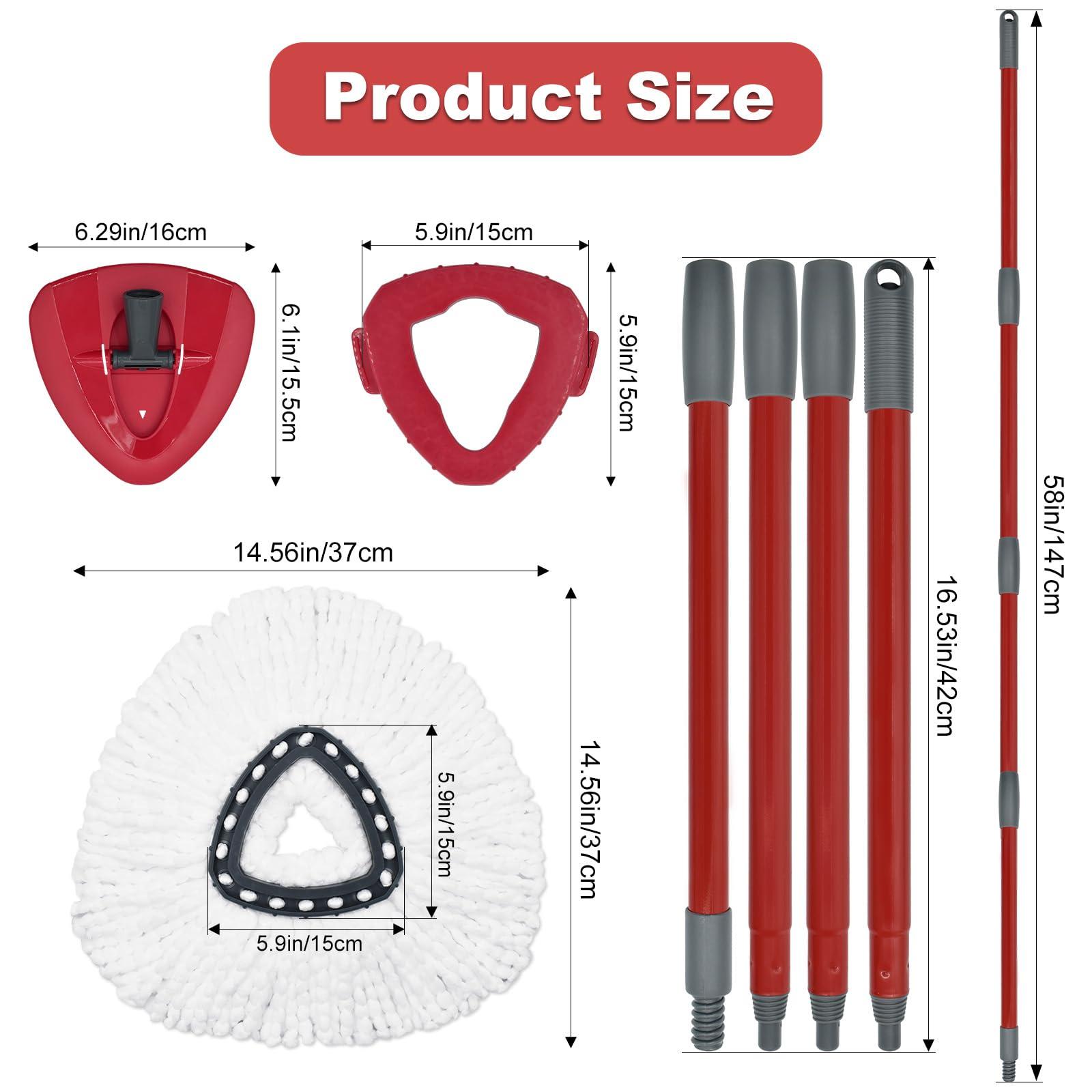 Mop Replacement for Ocedar, Spin Mop Replacement Mop, Mop Replacements for O Cedar Include Mop Handle, 2 Mop Heads Replacements, 1 Scrubber Mop Head, 1 Base for Ocedar Spin Mop - Image 2