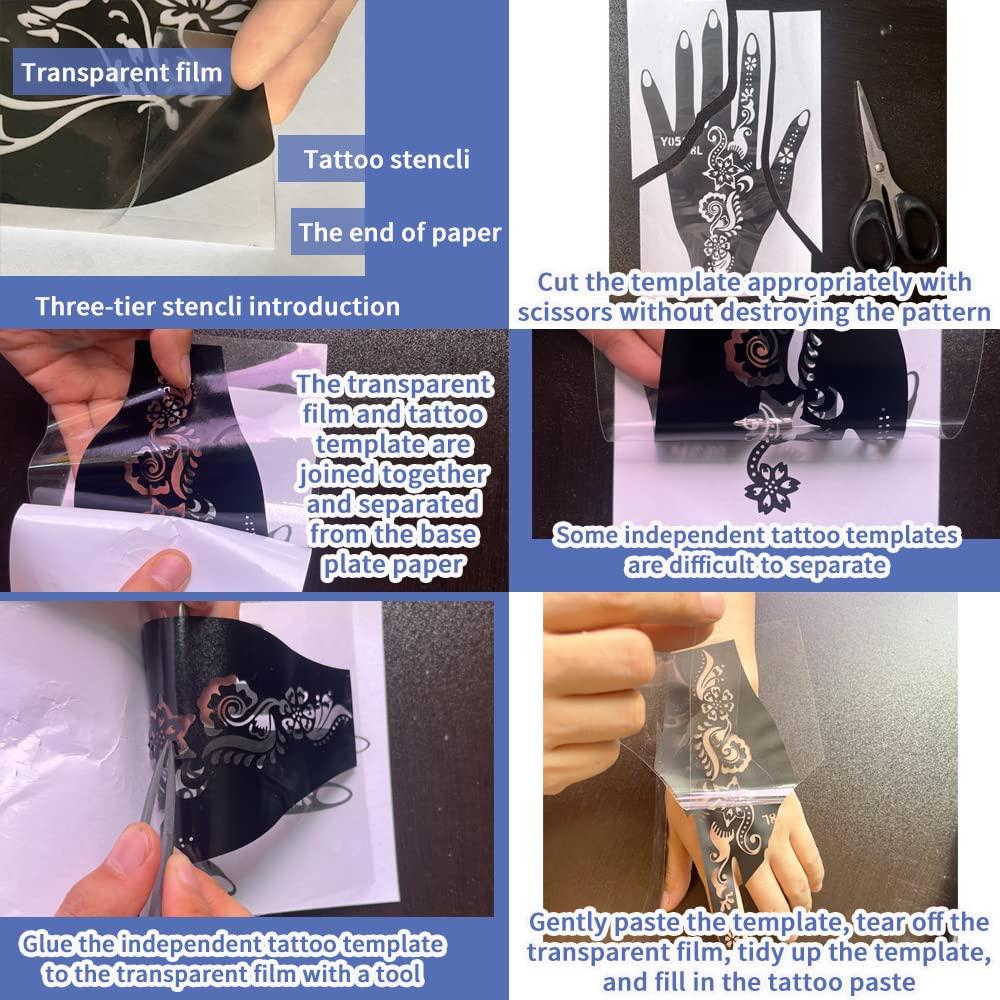 11 Sheets total 84 Tattoo Patterns, 6 Pcs 3 Color (Brown Black Maroon) Temporary Tattoo Kit, Tattoo Stencils Kit - Image 5