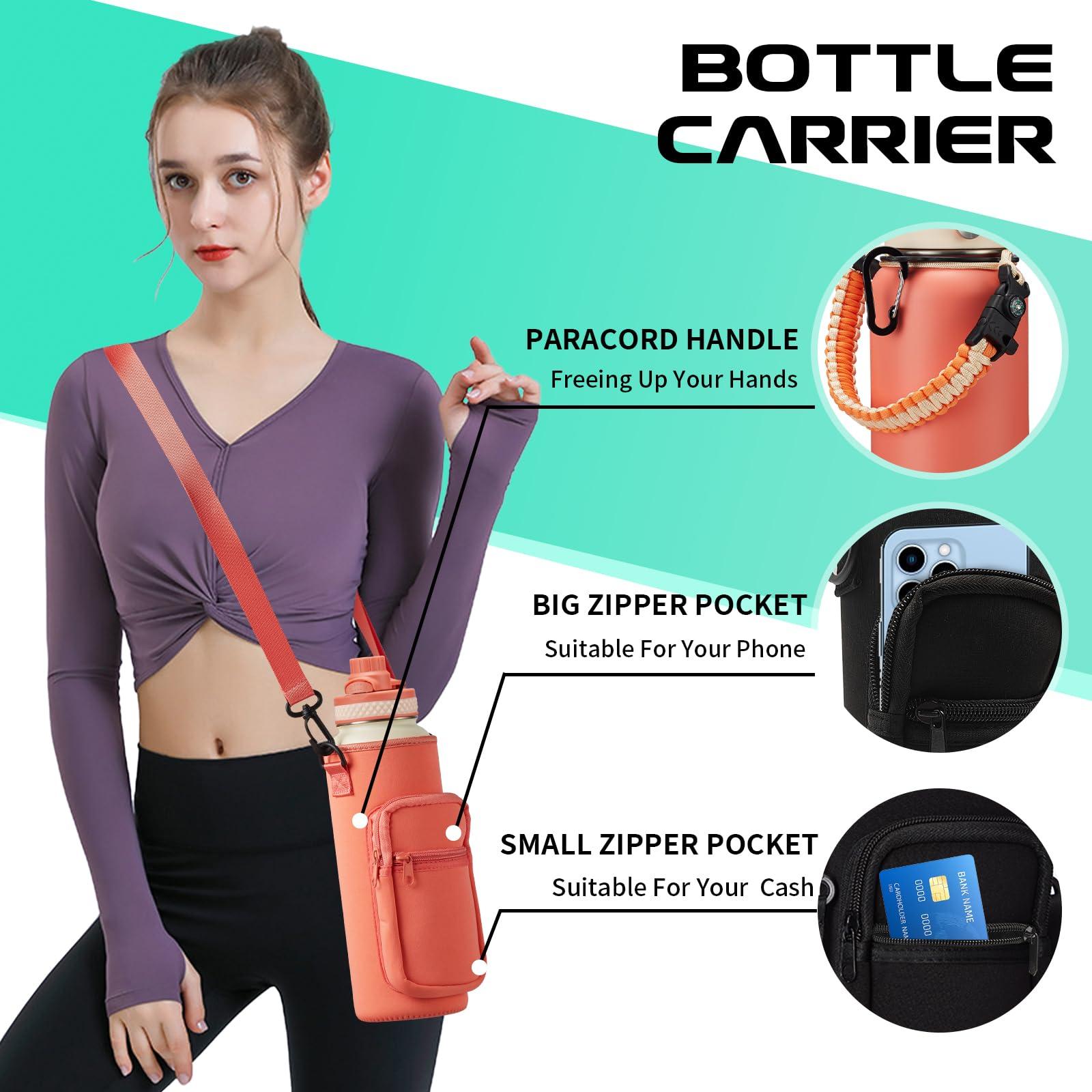 40 oz Stainless Steel Water Bottles with Straw and Auto Spout Lids, Wide Mouth Metal Thermos Bottles for Gym, Leak Proof & BPA-Free Water Flask Jug with Paracord Handle & Carrier Bag with Strap - Image 7