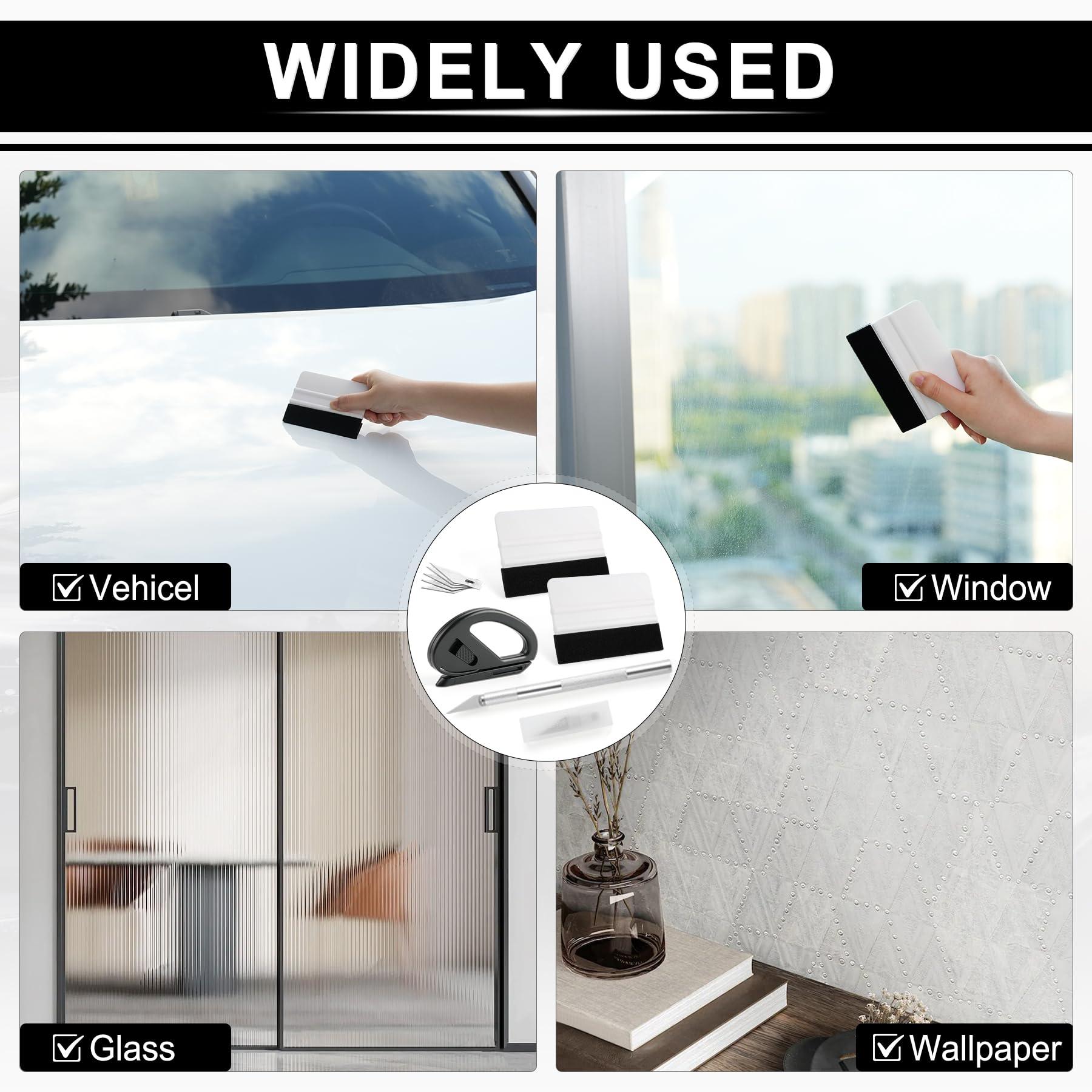 SINGARO Car Window Film Kit, 5PCS Car Glass Protective Window Tinting Privacy Film Tools, Vinyl Wrap Tools with Felt Squeegees, Detachable Knife, Extra Blades, Film Cutter - Image 6