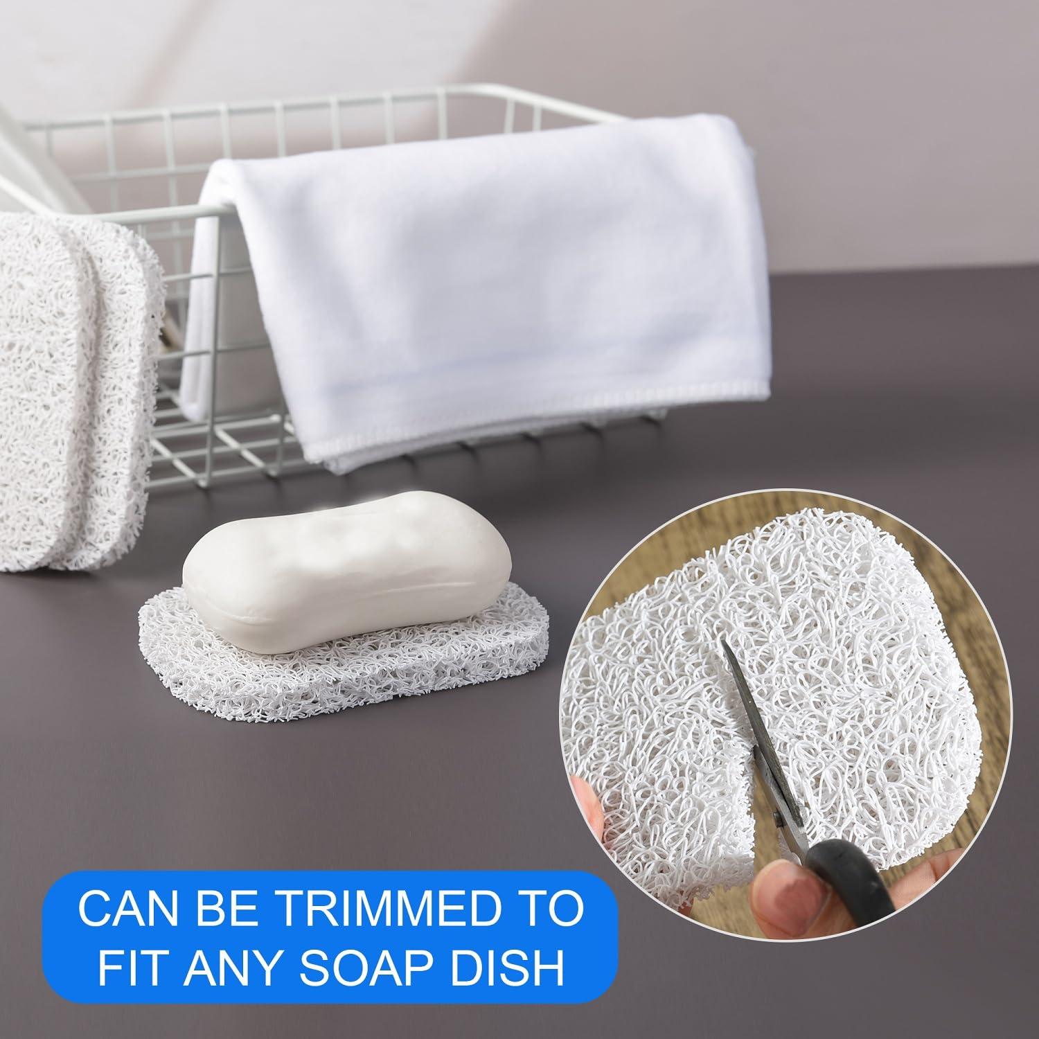 Soap Holder Pad,4PCS White BPA-Free Soap Savers Pads for Soap Dish,Easy to Clean Soap Lifting Pads Suitable for Shower Kitchen Bathroom Bathroom Travel Hotel Cleaning Products - Image 6