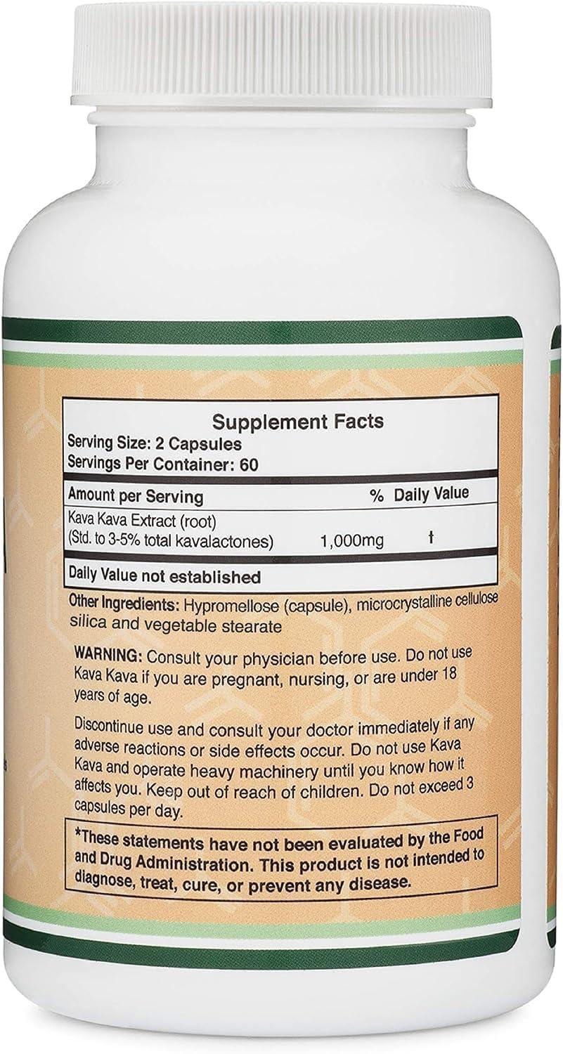 Kava Kava Capsules 1,000mg per Serving, 120 Count (High Purity Potent 3-5% Kavalactones Root Extract) Kava Powder Root Extract for Relaxation (Non-GMO, Vegan Safe) by Double Wood - Image 3