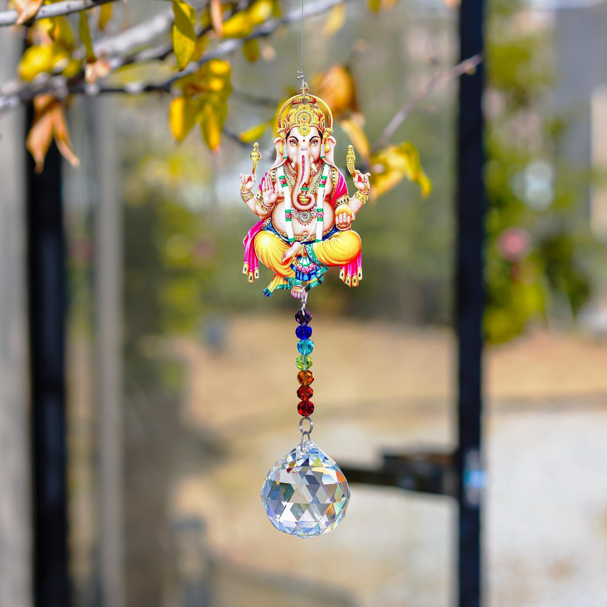 Elephant God Prism Suncatcher Hindu Ganesha Protection Charm Decor Window Garden Wall Hanging Crystal Pendant - Image 7