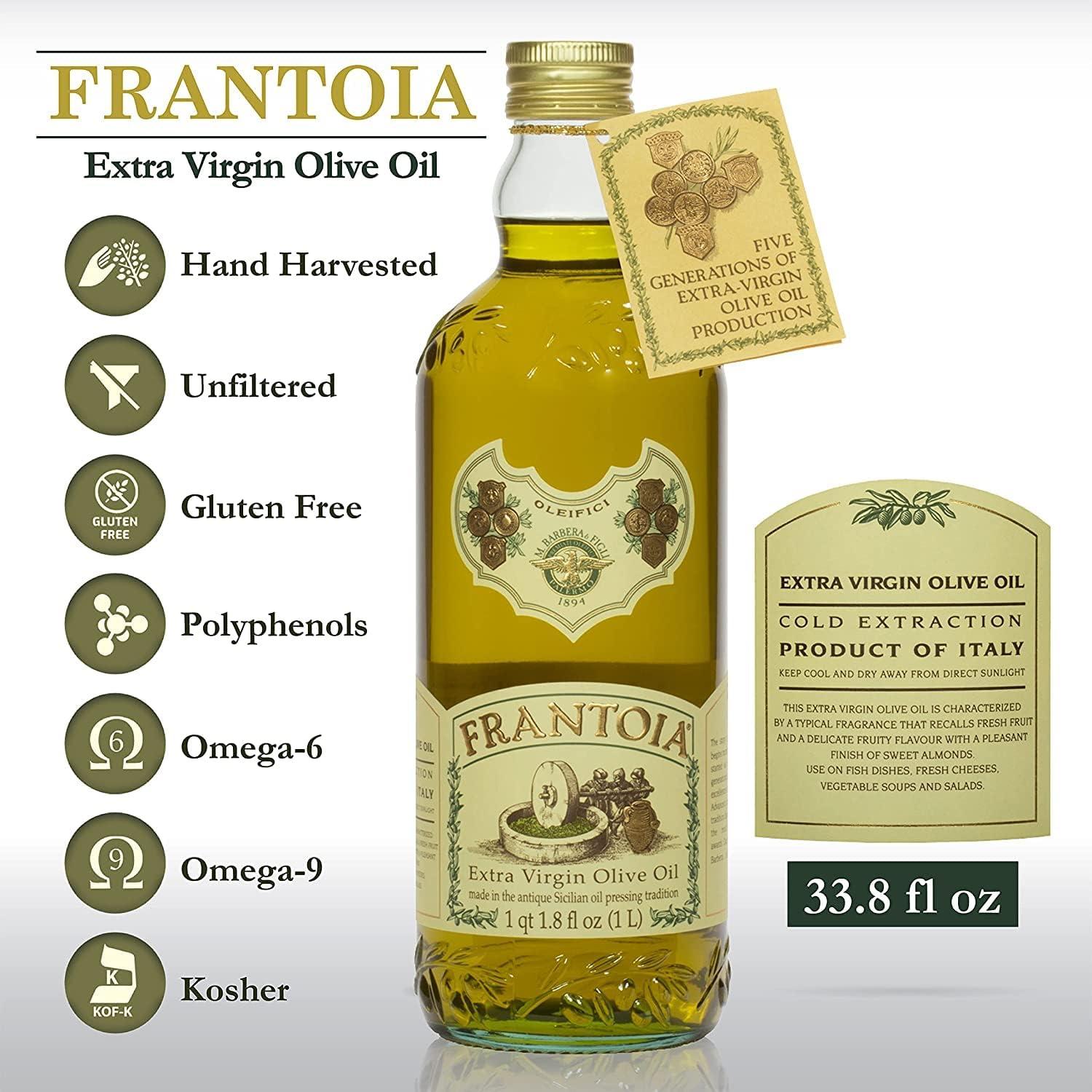 Frantoia Extra Virgin Olive Oil from Italy - Fruity, Unfiltered, Cold Extracted Authentic Sicilian Olive Oil - Fresh Harvest, Imported From Italy - 33.8 fl oz - Pack of 2 - Image 2