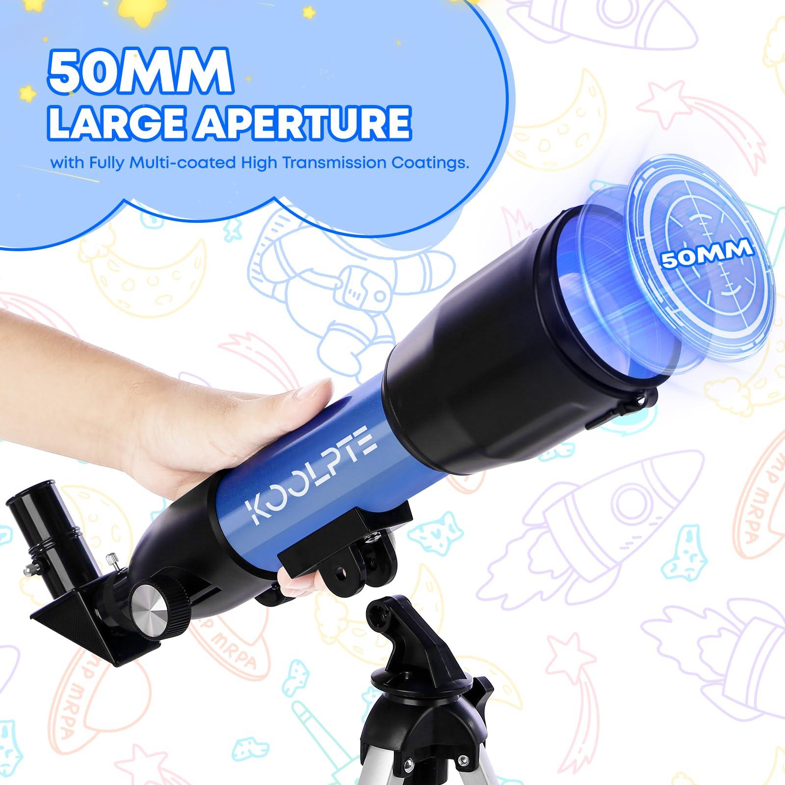 Kids Telescope, 50mm Aperture 360mm Refractor Telescope with Tabletop Tripod and Two Eyepieces, Perfect for Astronomy Beginners, for Kid 6 to 18 Years Old, Exclusive Kids Toy Gift - Image 2