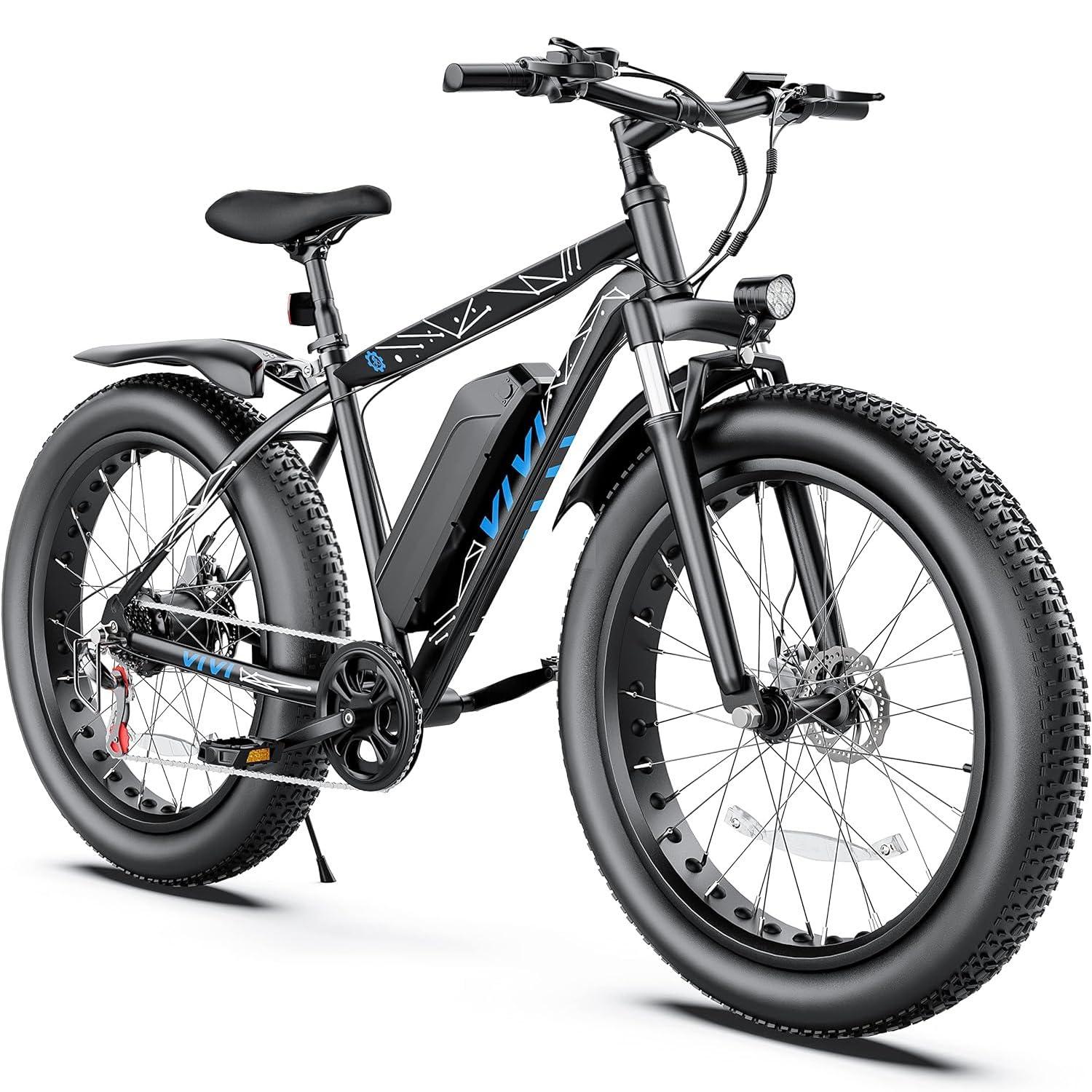 Vivi Electric Bike 26" x 4.0 Fat Tire Electric Bicycle, Peak 1000W Electric Mountain Bike, 25MPH Ebikes for Adults with 48V 13AH Removable Lithium-Ion Battery, Up to 60 Miles,UL 2849 Certified