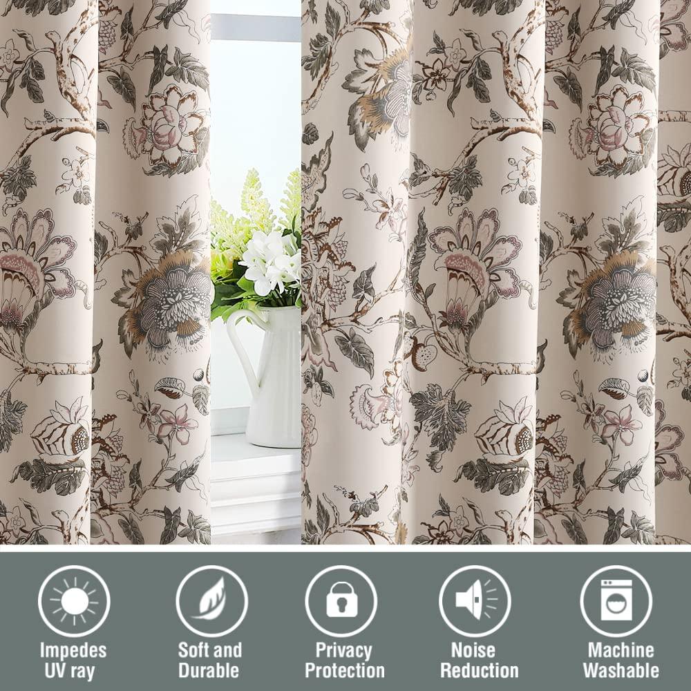 H.VERSAILTEX Blackout Curtains 84 Inch Length 2 Panels Set Floral Print Curtain Drapes for Living Room Thermal Insulated Grommet Window Curtains for Bedroom - Traditional Floral in Sage and Brown - Image 7