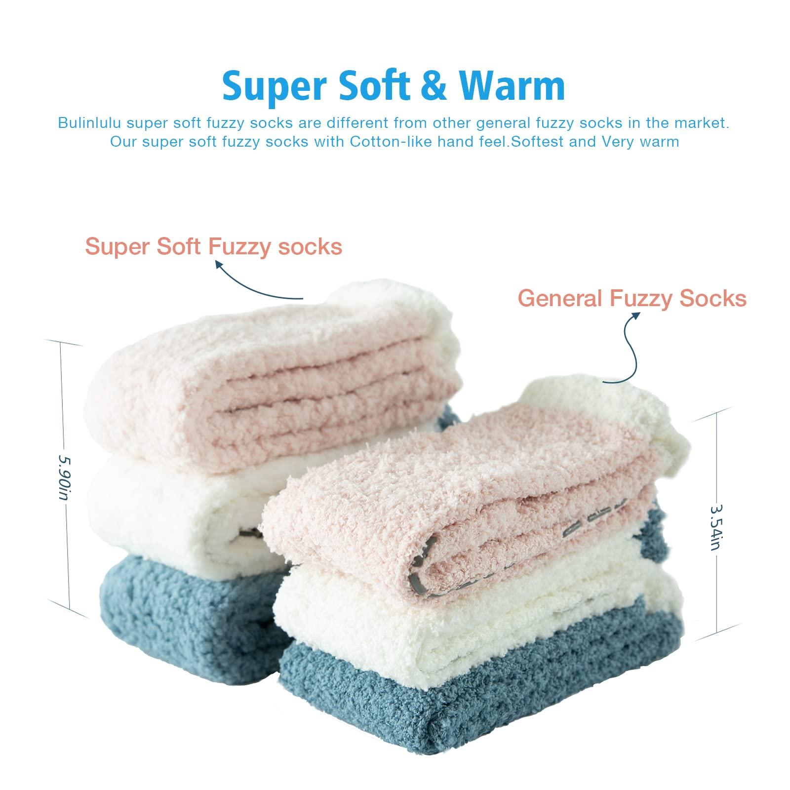 Bulinlulu Fuzzy Socks with Grips Plush Sleep Cozy Winter Soft Hospital Fluffy Socks Gifts for Womens Mens Gifts - Image 3