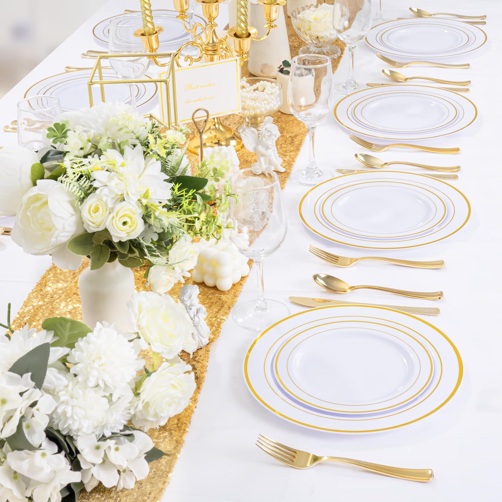 WDF300 Pieces Gold Plastic Silverware - Heavy Duty Disposable Gold Cutlery Set Plastic Gold Silverware Set Plastic Includes 100 Forks, 100 Spoons, 100 Knives for Party - Image 9