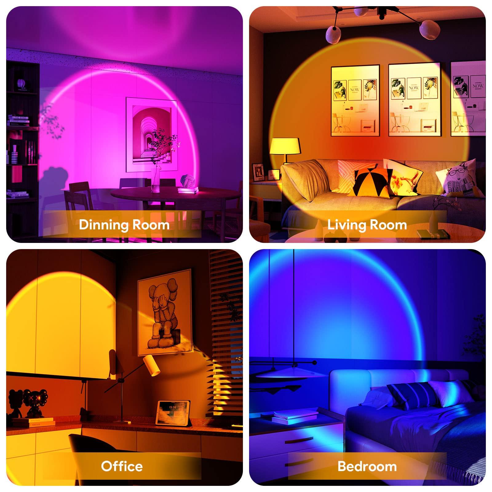 Sunset Lamp Projection Led Lights with Remote, Multicolor Colors Night Light 360° Rotation Rainbow Lights 4 Modes Setting for Photography/Selfie/ Party/Home/Living Room/Bedroom Decor, Gifts for Women - Image 7