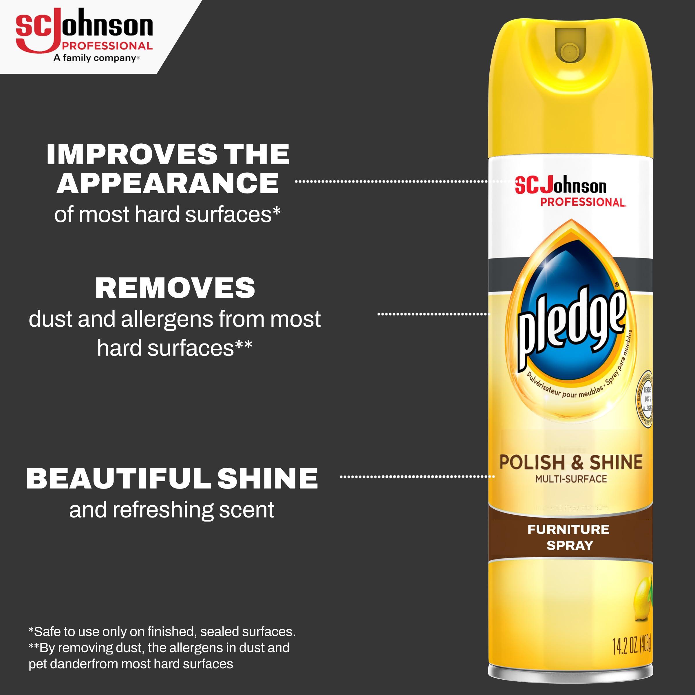 SC Johnson Professional Pledge Polish and Shine for Wood Furniture and More, Lemon Scent, 14.2 Fl Oz, Pack of 6 - Image 3