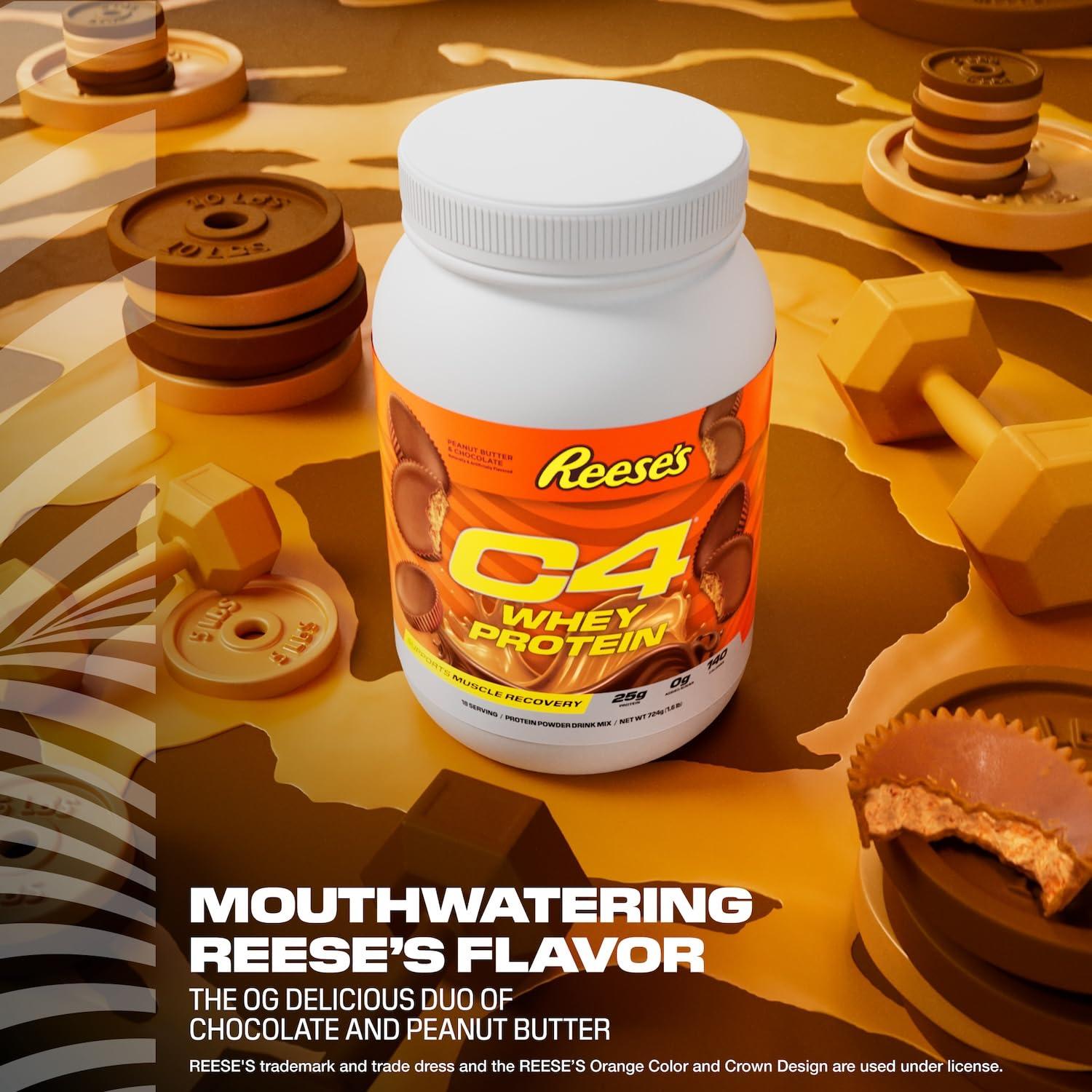 Cellucor C4 Whey Protein Powder, Reese's Peanut Butter & Chocolate - 25g Protein, 0g Added Sugar, 140 Calories Per Serving, Supports Muscle Recovery, 28 Servings, Premium Whey for Post-Workout - Image 4