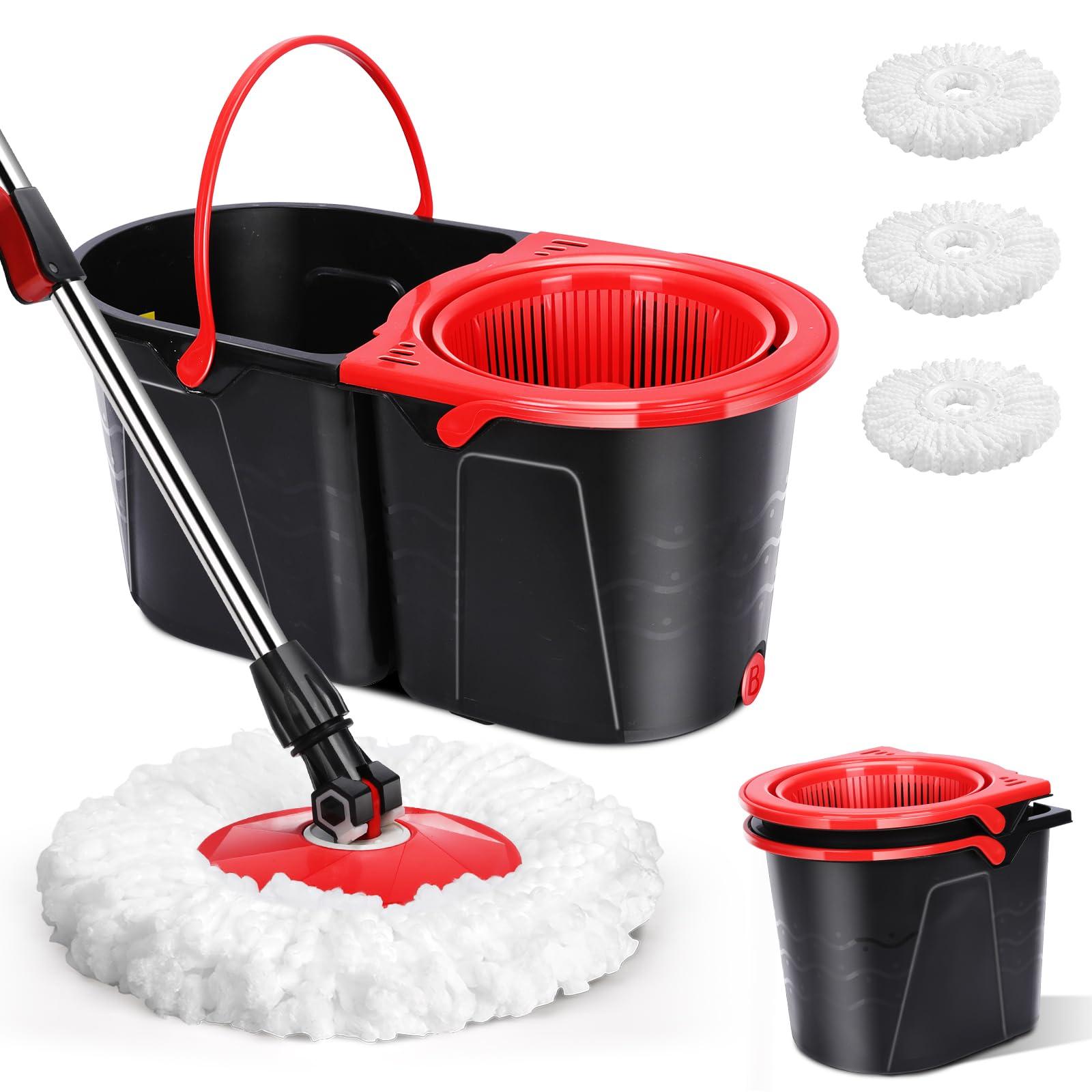 Gadhra Spin Mop and Bucket with Wringer Set for Home,360° Mop and Bucket with Separate Clean and Dirty Water,Wet Dust Mop for Floor Cleaning with 3 Mop Heads - Image 1