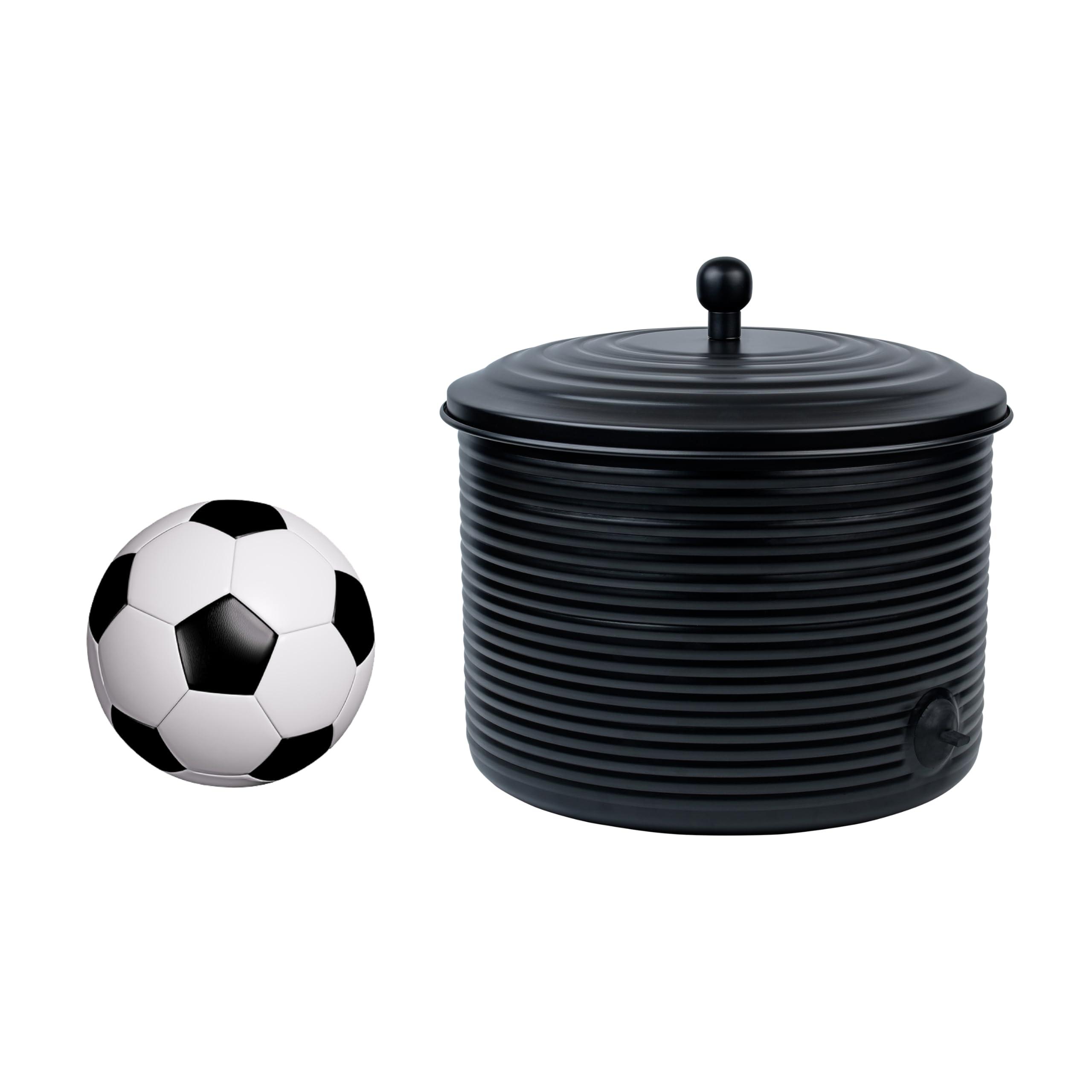 Garden Hose Holder Storage Pot with Lid Antique Ribbed | Water Hose Container Pot Outdoor or Indoor Use | Expandable Water Hose Hider Metal | Holds 125 ft Hose - Image 9