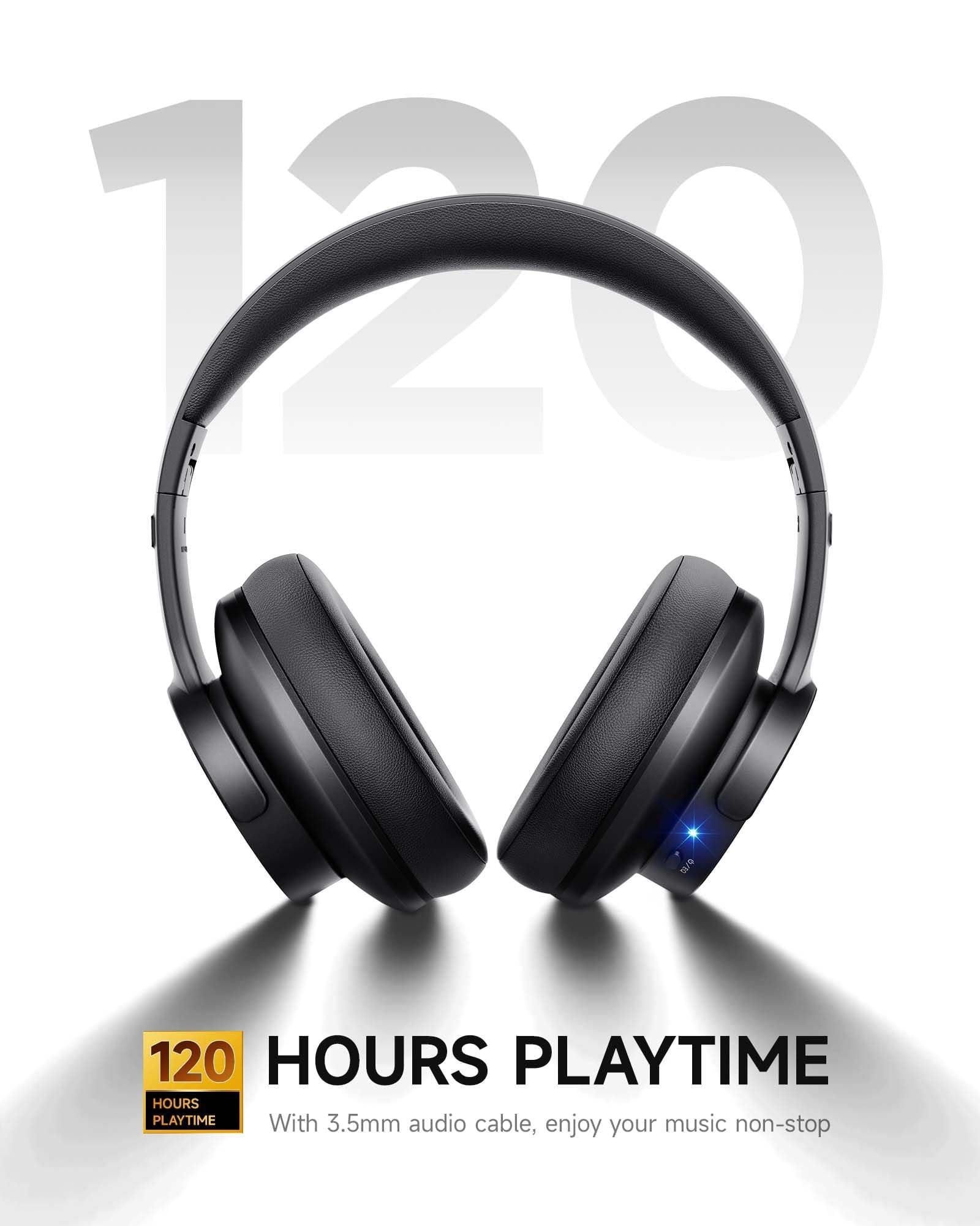 Picun B8 Bluetooth Headphones, 120H Playtime Headphone Wireless Bluetooth with 3 EQ Modes, Low Latency, Hands-Free Calls, Over Ear Headphones for Travel Home Office Cellphone PC Black - Image 3