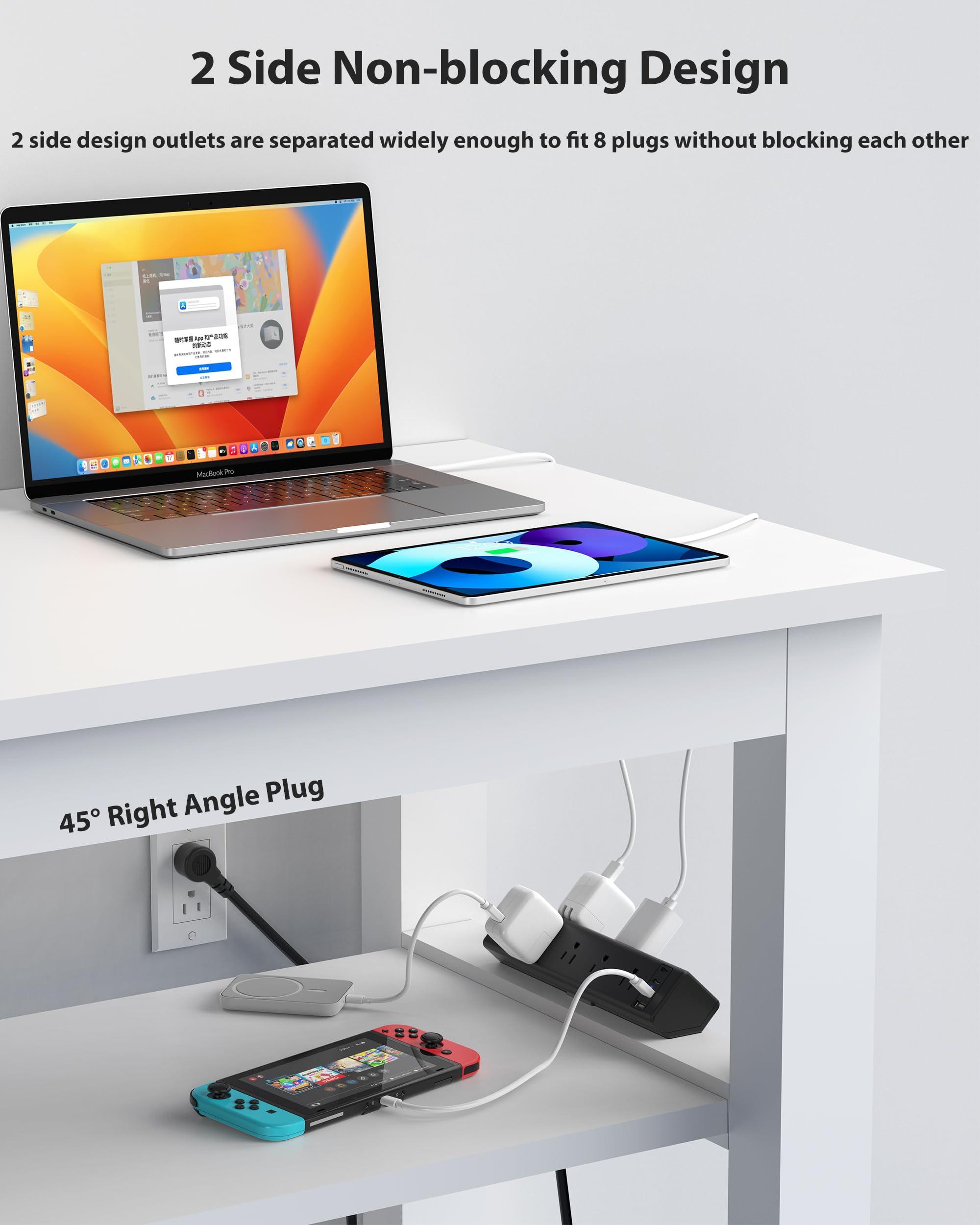40W Fast Charging Station,Desk Clamp Power Strip 20W USB C,8 Outlets,8 USB Ports,4 USB C and 4 USB A, Office Furniture Surge Protector, 14AWG Cord, Fits 1.9" Tabletop Edge (Black, 10FT Length) - Image 5