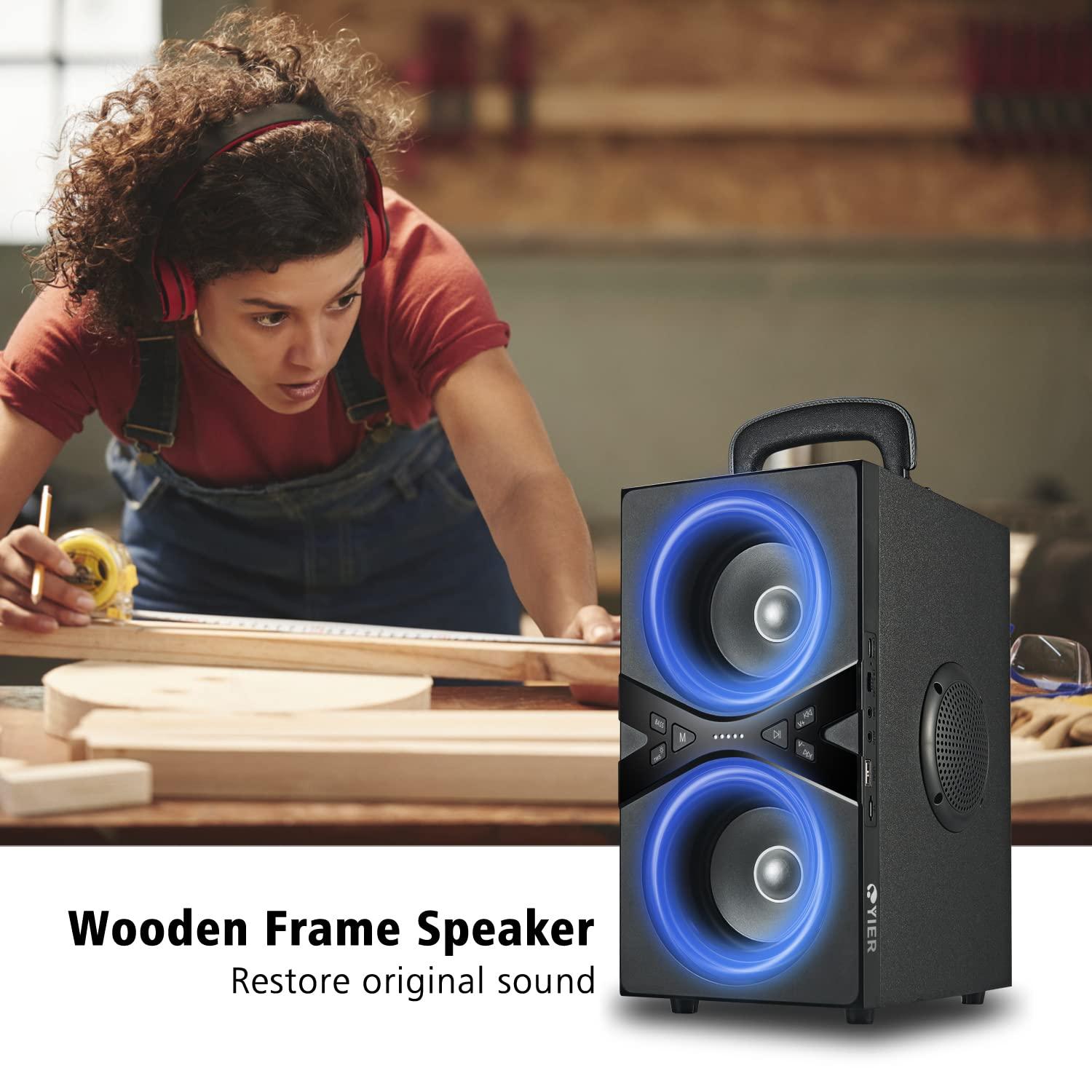 YIER Bluetooth Speakers, Wireless TWS Portable Speaker with Lights,100dB Loud Subwoofer 80w(Peak) Stereo Sound, Bassup Technology, Long Playtime for Outdoor Party - Image 6