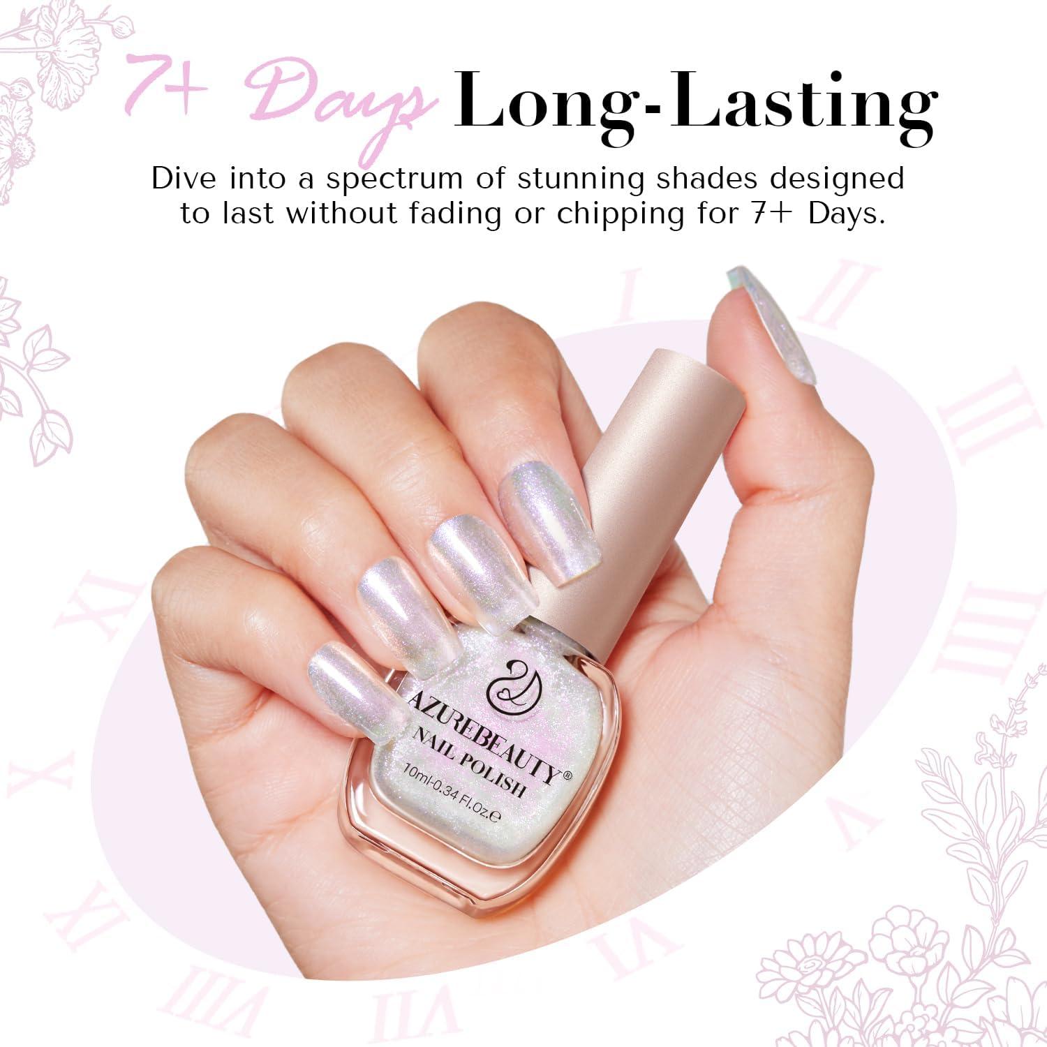 AZUREBEAUTY Glitter Pearl Nail Polish,Shine White Quick Dry, Natural Lustrous Enamel for DIY Manicure & Pedicure - Image 7