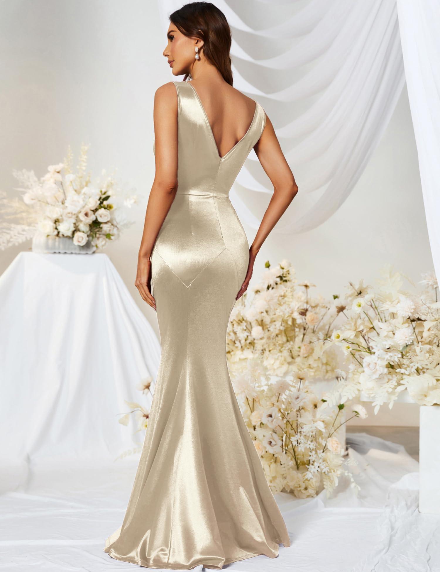 MUXXN Women's 30s Brief Elegant Mermaid Sleeveless Gowns Formal Evening Dress - Image 4