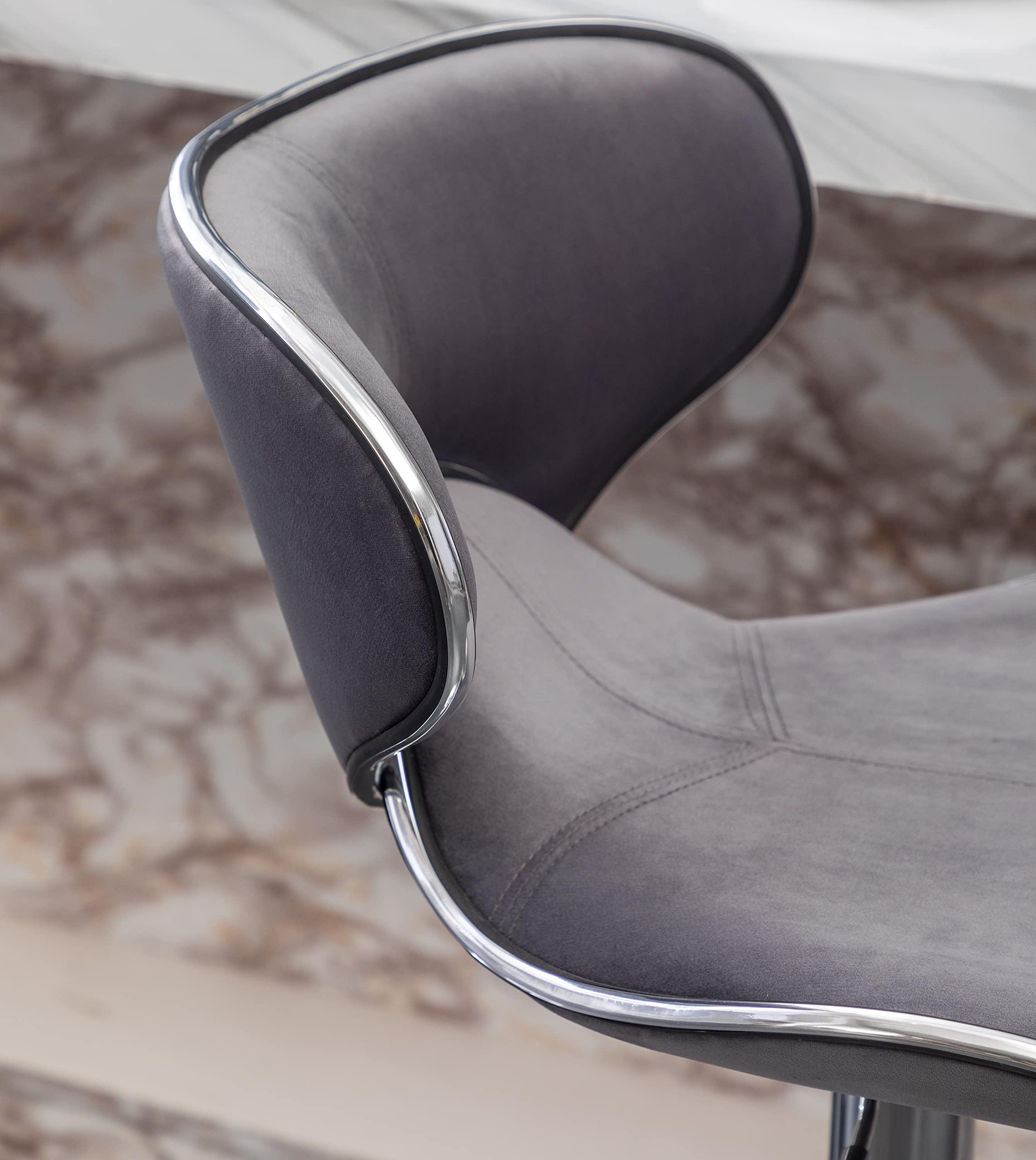 Roundhill Furniture Masaccio Velvet Upholstered Adjustable Swivel Barstool, Set of 2, Gray - Image 12