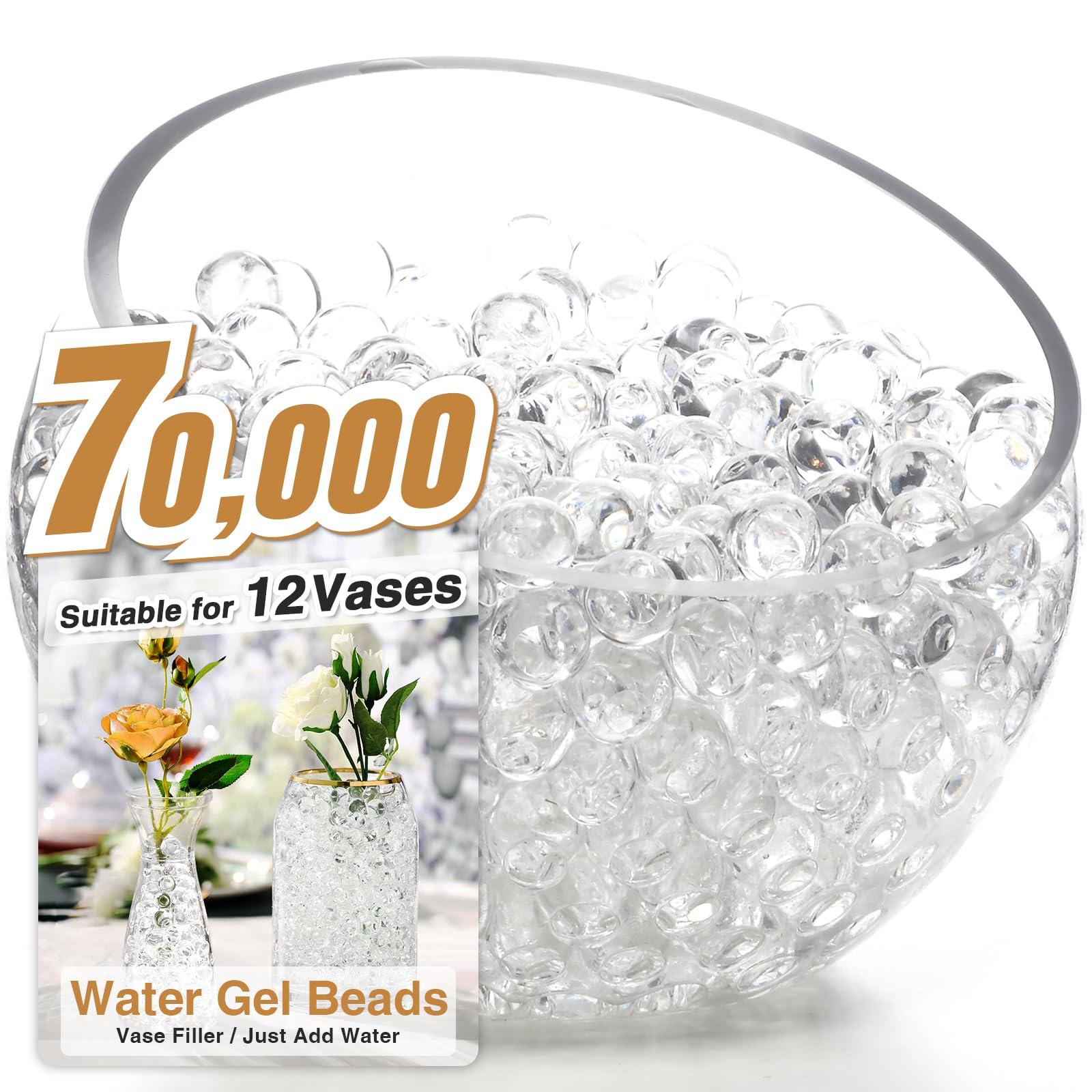 NOTCHIS 70,000 Clear Water Gel Beads for Vases, Tansparent Water Gel Beads for Vase Filler Beads, Candles, Wedding Centerpiece Floral Decorations