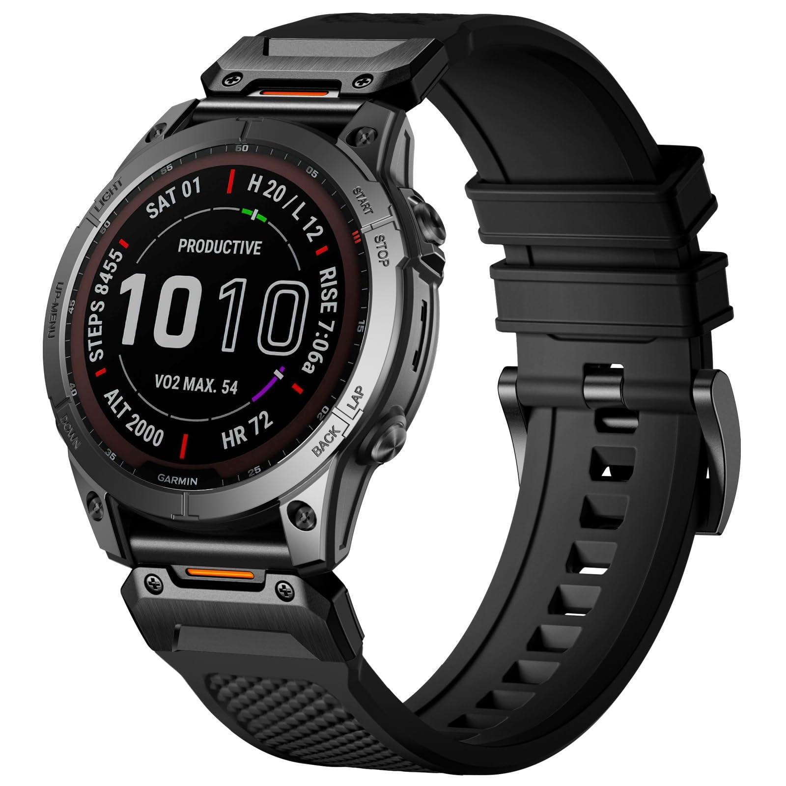 Bandletic Compatible with Garmin Fenix 7 Band - 22mm Silicone Quick Fit Watch Bands for Fenix 8 47mm/Fenix 5/Fenix 6/6 Pro/Fenix 7 Pro/Forerunner 965/945/Approach S62/S60/Epix 2 Pro 47mm/Quatix 7
