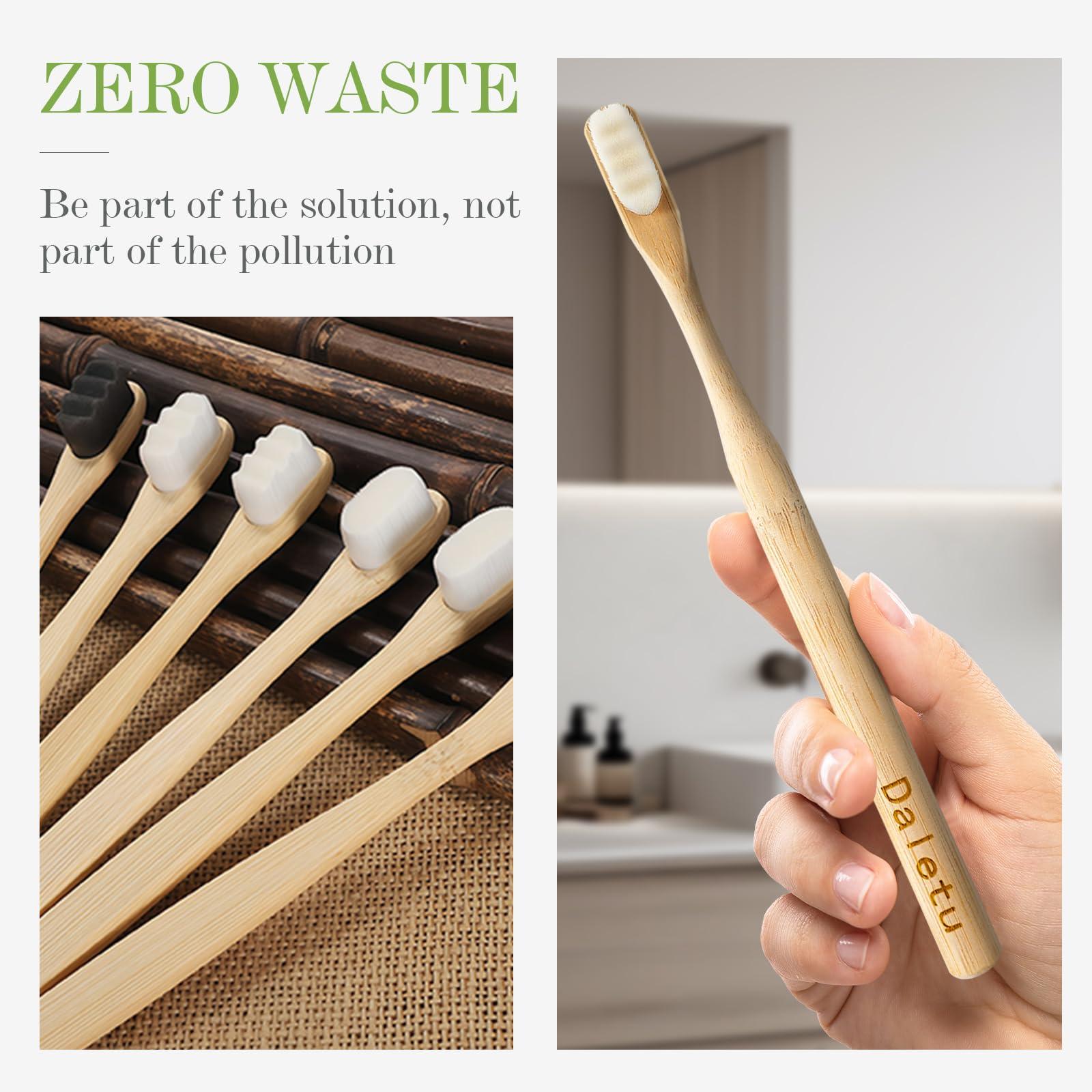 Daletu Bamboo Toothbrush, Biodegradable Toothbrushes Extra Soft Bristles, 20000 Soft Natural Bristle Toothbrush, Eco Friendly Toothbrushes for Sensitive Teeth Gum Recession - 4 Pack - Image 6
