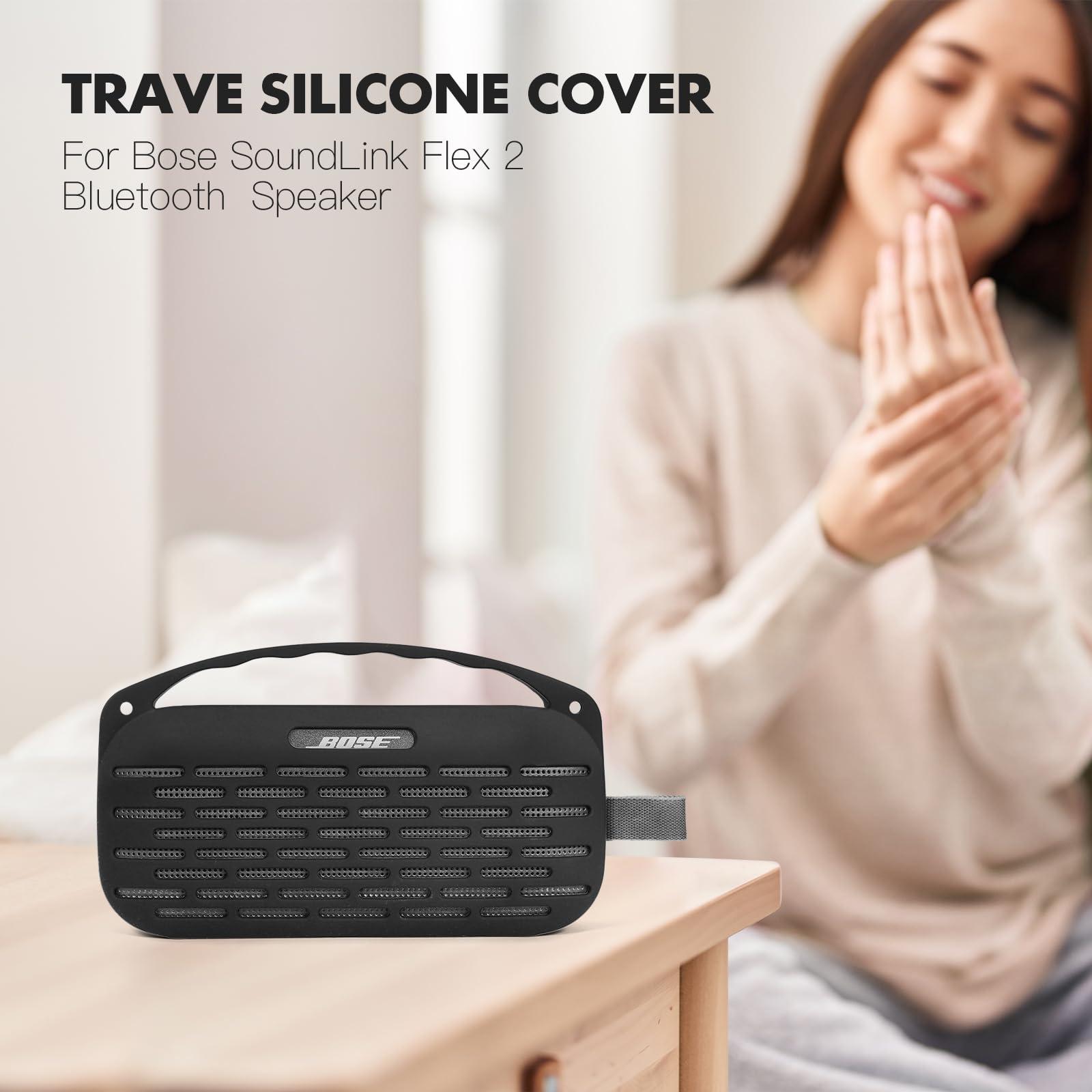 Esimen Silicone Cover Compatible with Bose SoundLink Flex 2 Bluetooth Portable Speaker Travel Case Protective Pouch Compatible with Bose New SoundLink Flex 2nd Gen with Handle Anti-dust Plug (Black) - Image 7