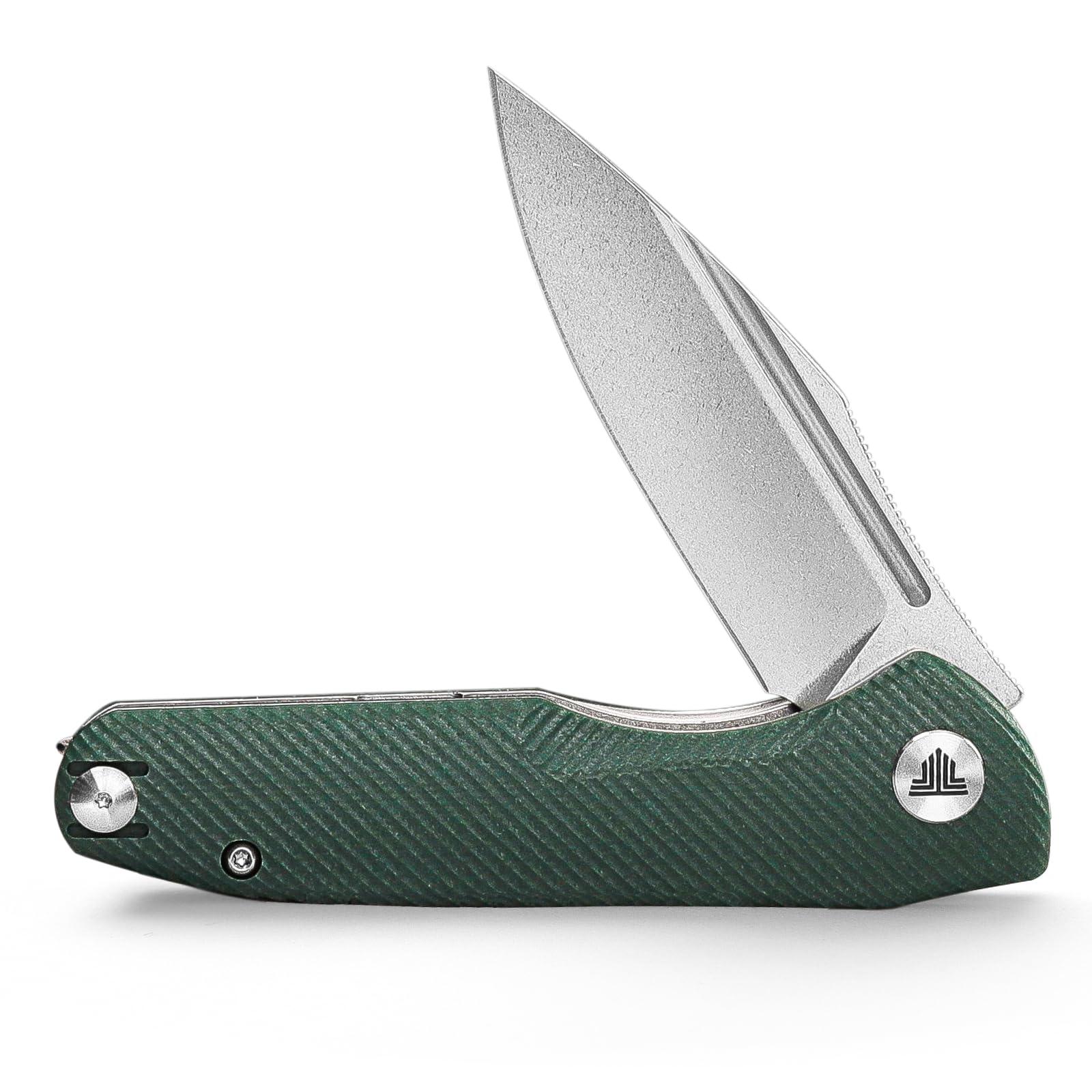 TRIVISA Knives，Pocke Knife with Clip for Camping EDC Tool， Outdoor Folding Flipper Knife for men，G10 Scales，3.26" 14C28N Steel Blade（Stonewash）- Antliae-03GG - Image 5
