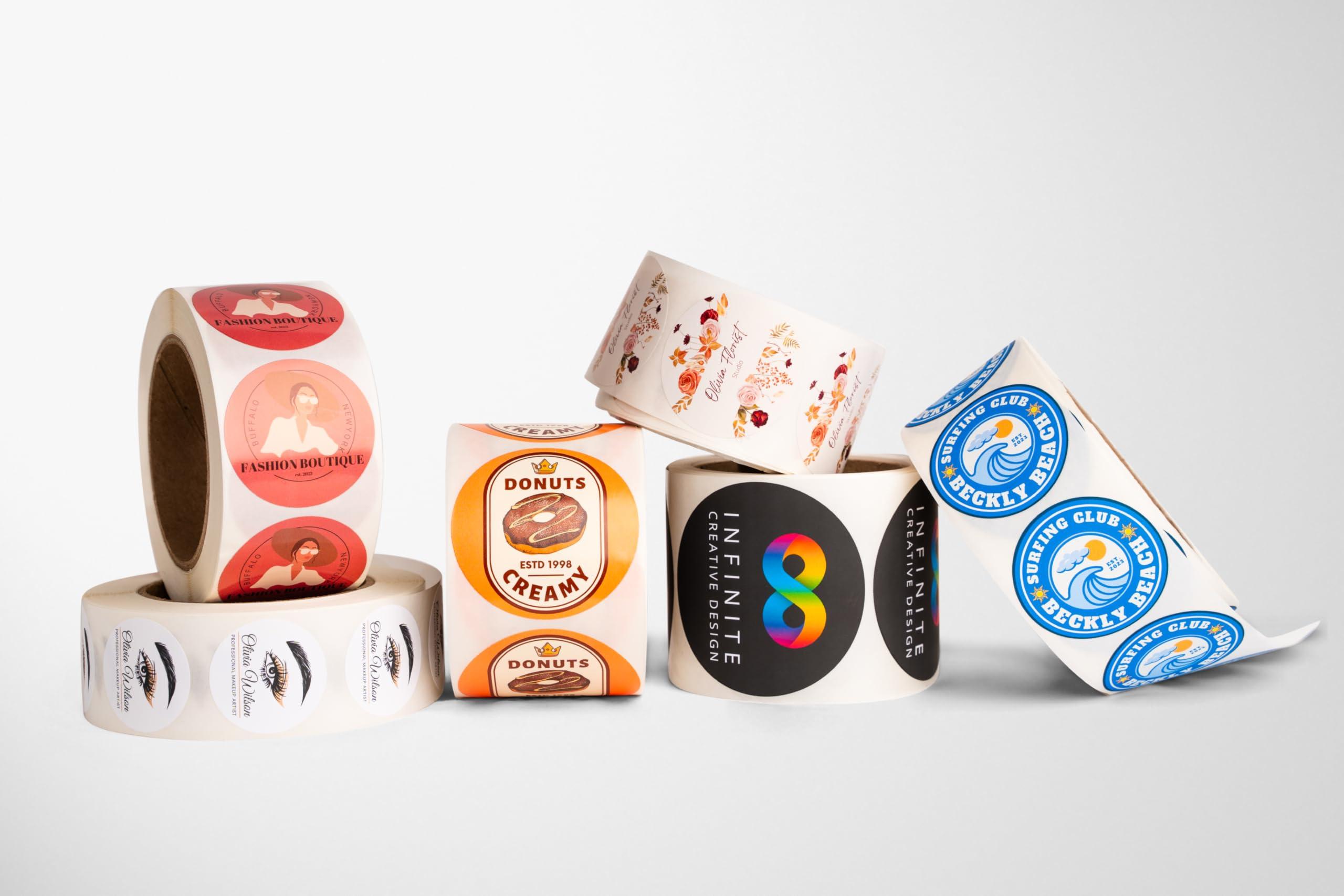 Build Your Own Stickers - Any Design + Logo - Personalize Business - 50+ Roll - Multi Shapes, Sizes, Backgrounds, Text - Gloss/Matte Labels (2 inch Circle) - Image 2