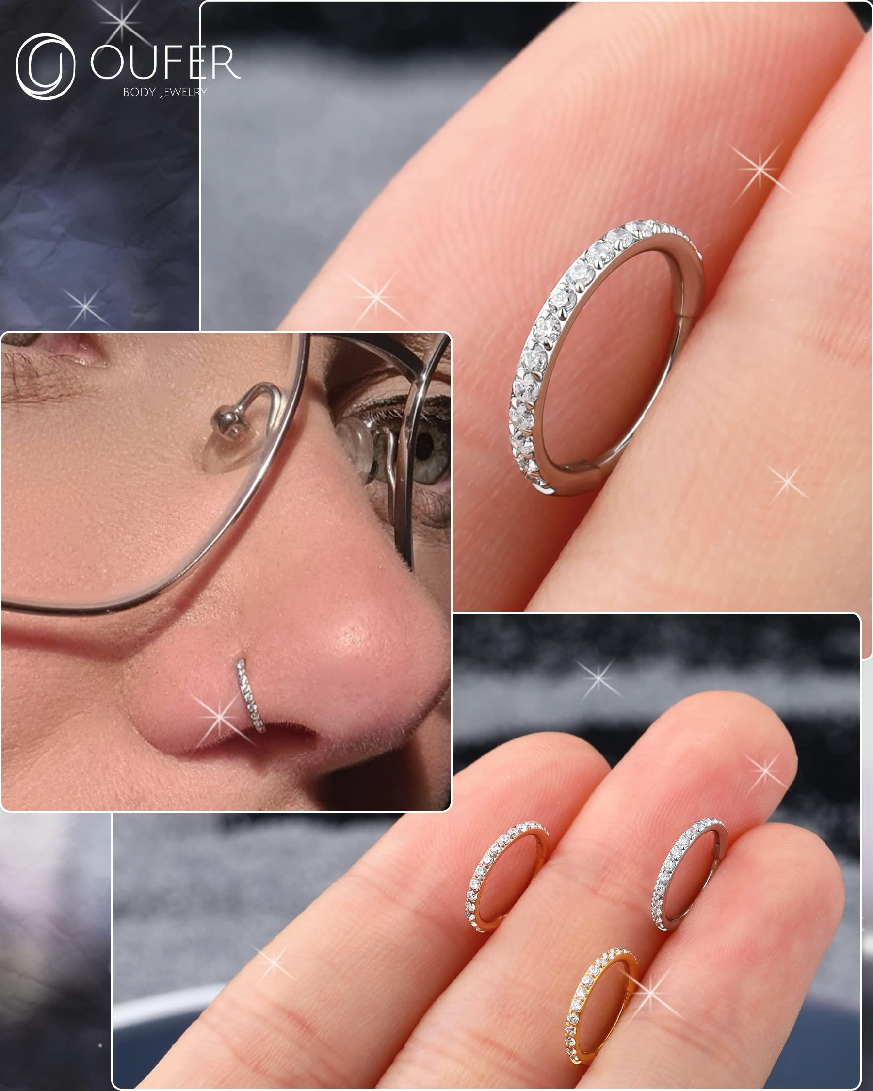 OUFER Nose Rings Surgical Steel Cartilage Earrings Tragus 316L Stainless Steel Helix Earrings Cartilage Earring 14G/16G/18G/20G Hinged Segment Rings Hoop - Image 4