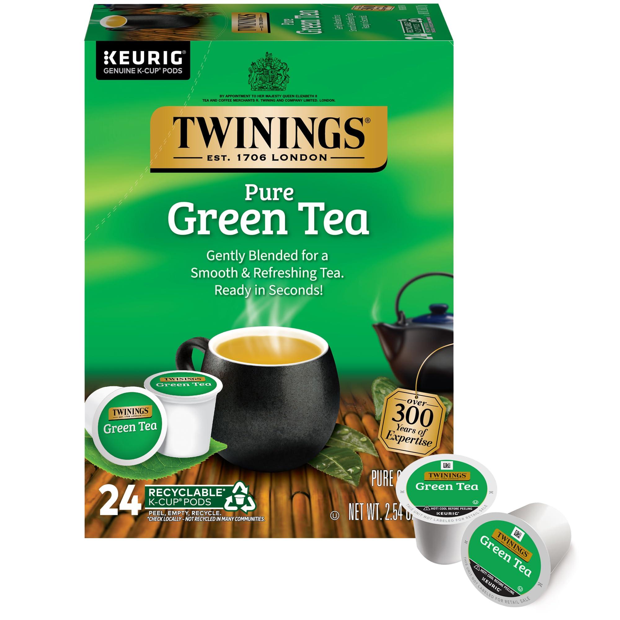 Twinings Pure Green Tea K-Cup Pods for Keurig, 24 Count (Pack of 1), Smooth Flavour, Enticing Aroma, Caffeinated, Enjoy Hot or Iced