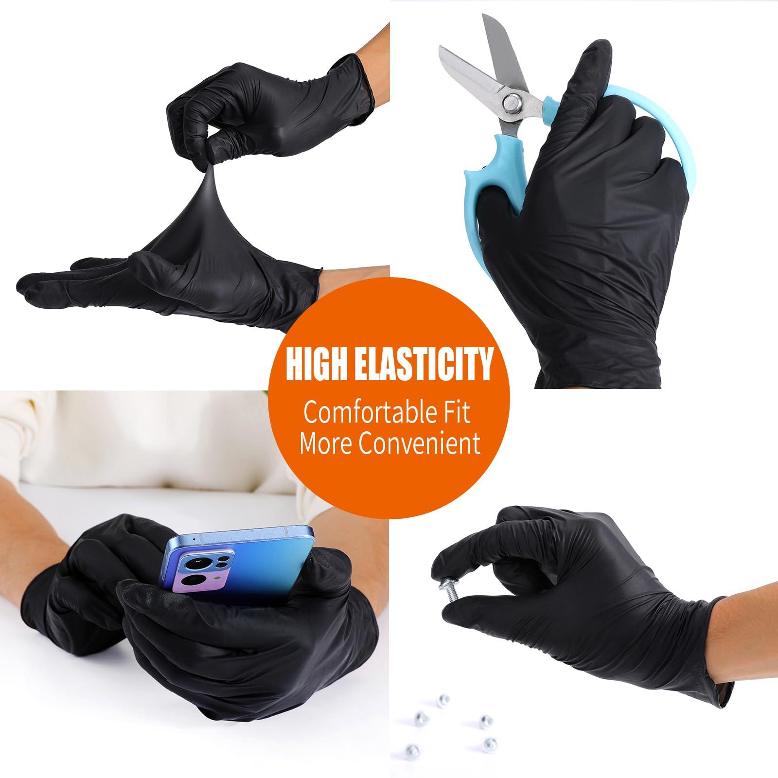 LW Concept Disposable Nitrile Gloves, Chemical Resistant, Powder-Free, Latex-Free, Non-Sterile, Food Safe, 5 Mil, Black, 1000-Count (Small) - Image 4