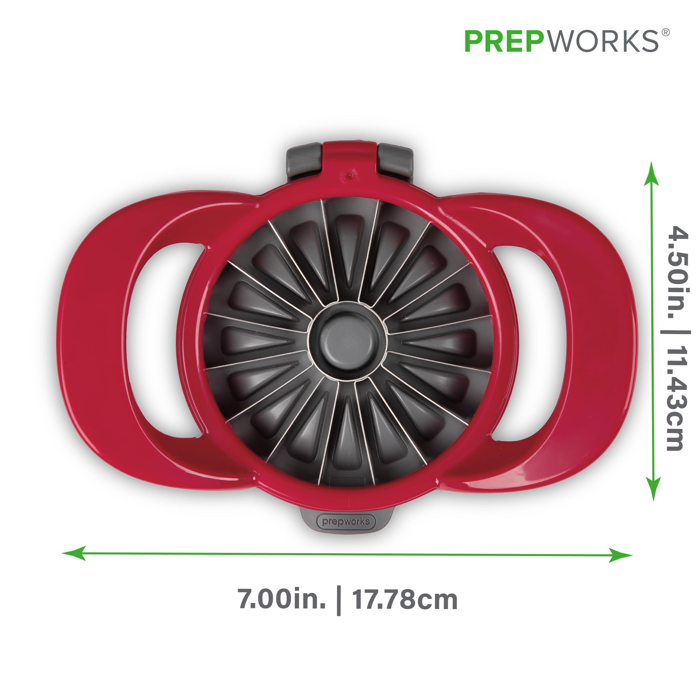 PrepWorks by Progressive Dishwasher Safe 16-Slice Thin Apple Slicer and Corer with Attached Safety Cover (Red) - Image 2