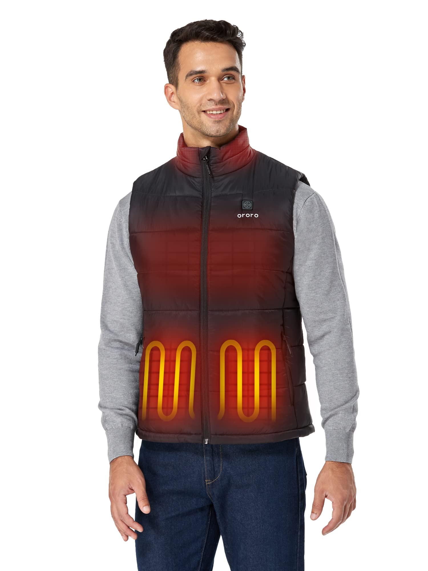 ORORO Men's Lightweight Heated Vest with Battery Pack (Charger Not Included)