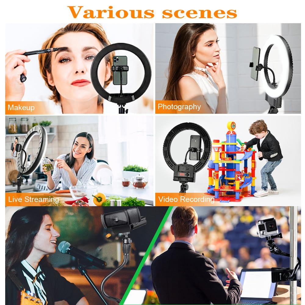 KAGYOKU Gooseneck Camera Mount 11 inch Gooseneck Arm 1/4 20 Threaded Male Female Flexible Tube Arm Max 4.4 lbs Load Phone Holder for DSLR Tripod Security cam Video Light - Image 6