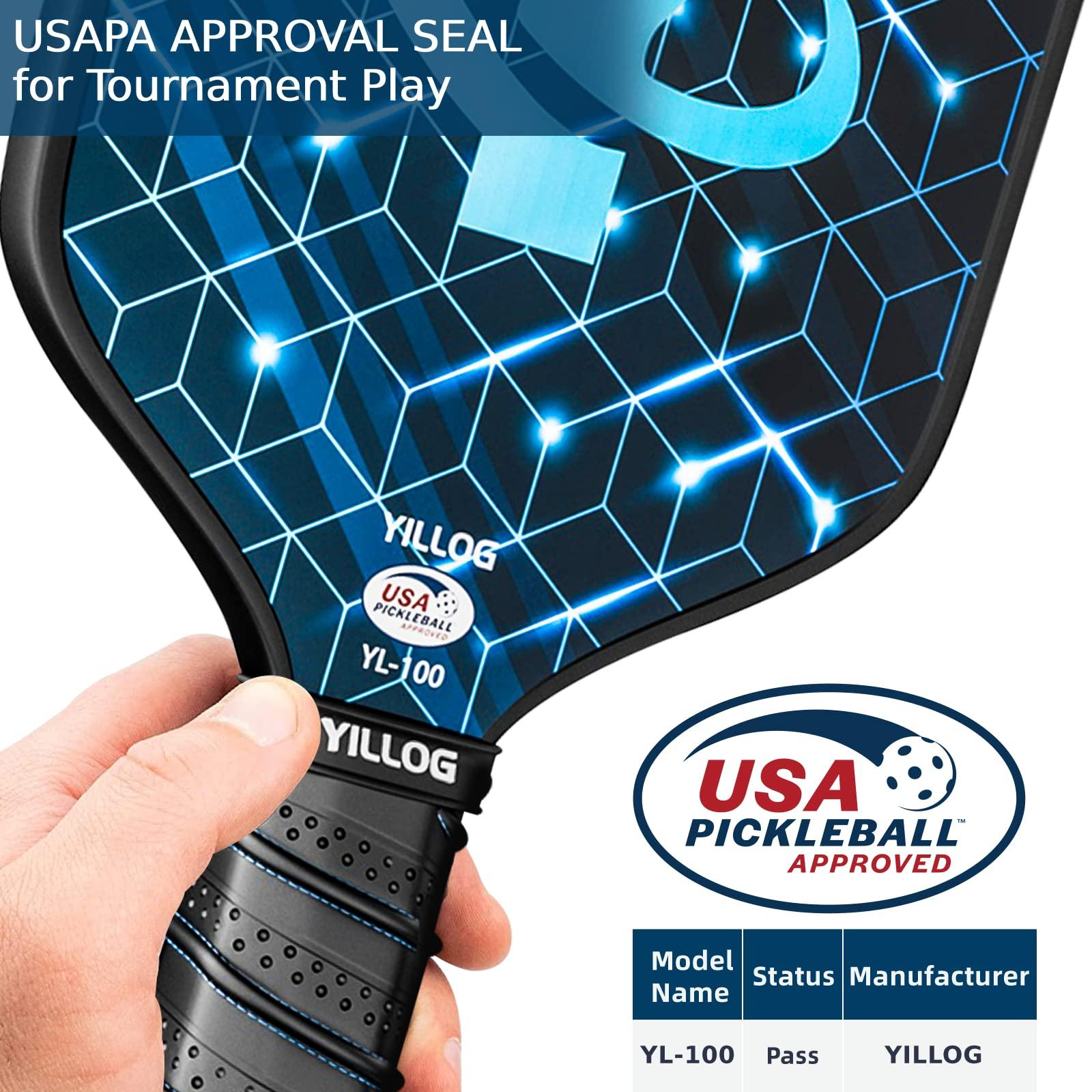 YILLOG Pickleball Paddles,USAPA Approved Pickleball Paddle Set 4,Fiberglass Surface Pickleball Set,4 Pickleball Balls,4 Cooling Towels,Bag,Pickle Ball Paddle Men Women Red/Blue/Green/Yellow - Image 2